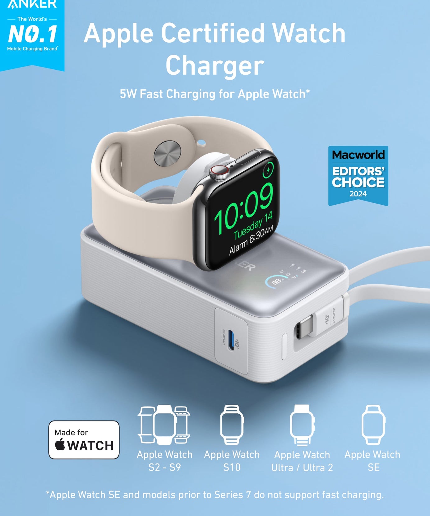 Anker MagGo Power Bank (10K, 35W, For Apple Watch)