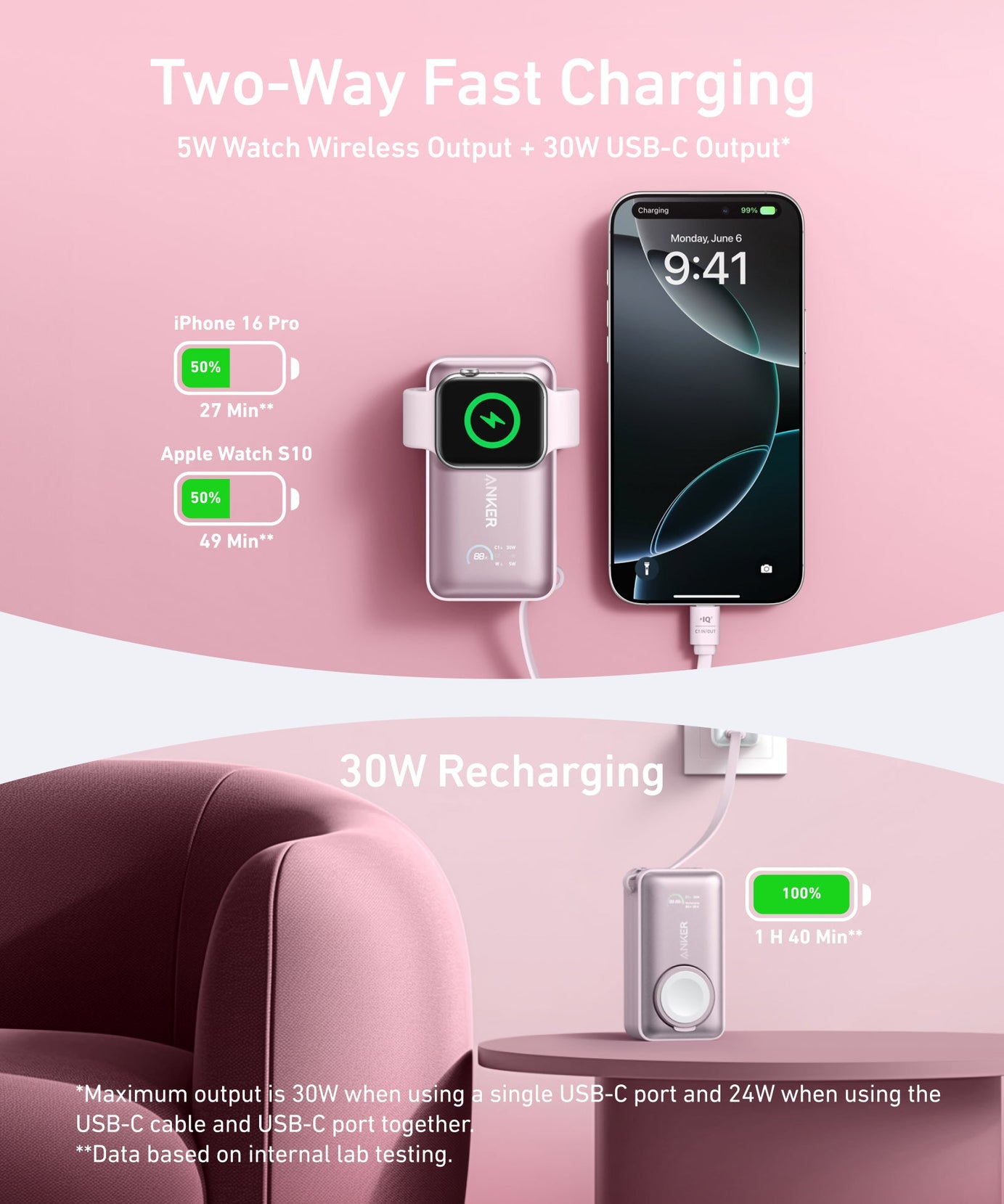 Anker MagGo Power Bank (10K, 35W, For Apple Watch)