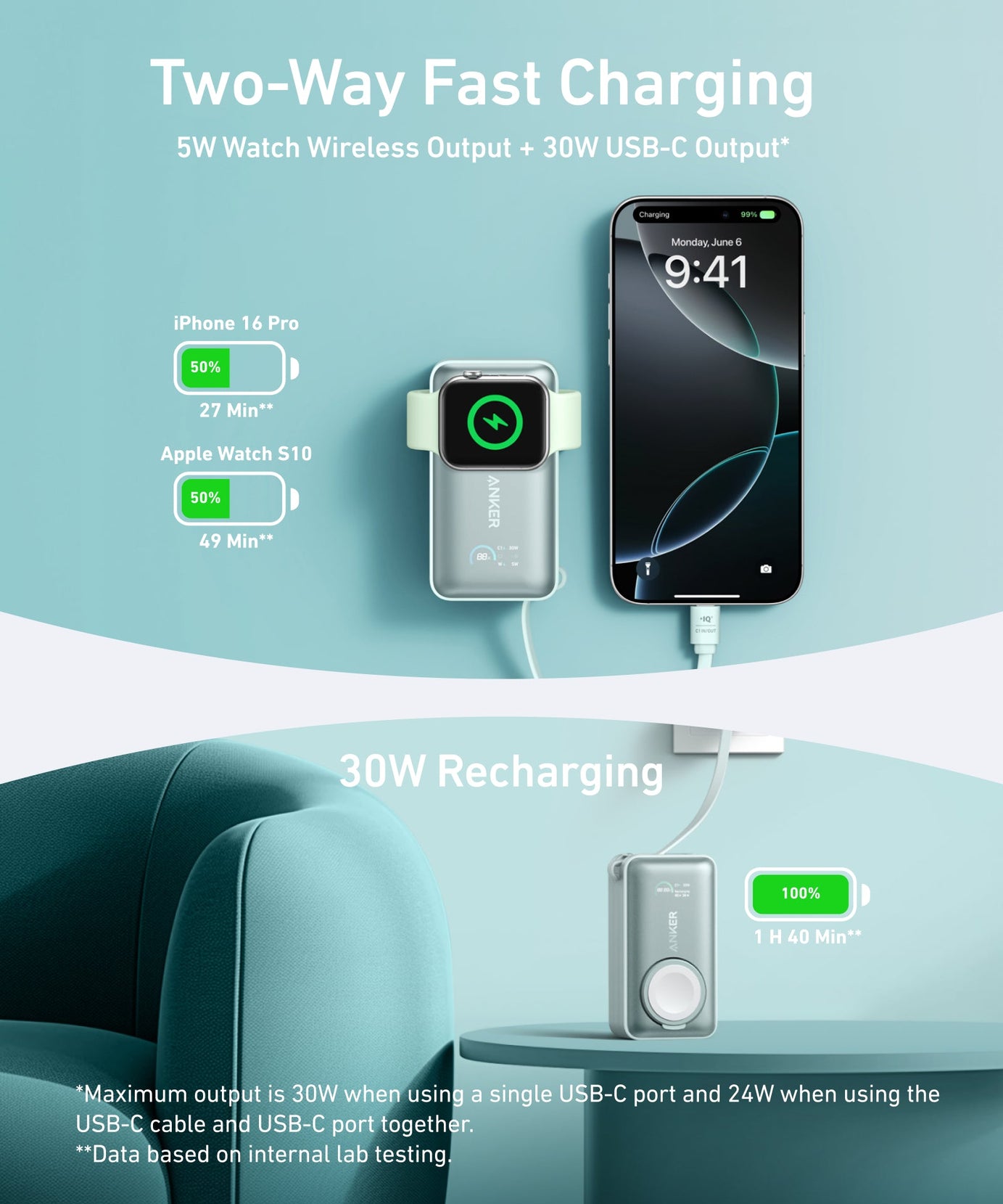 Anker MagGo Power Bank (10K, 35W, For Apple Watch)