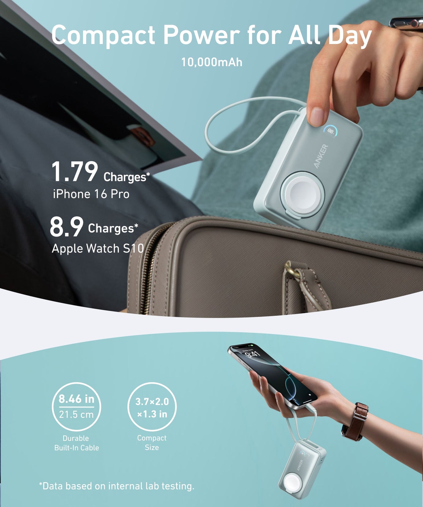 Anker MagGo Power Bank (10K, 35W, For Apple Watch)