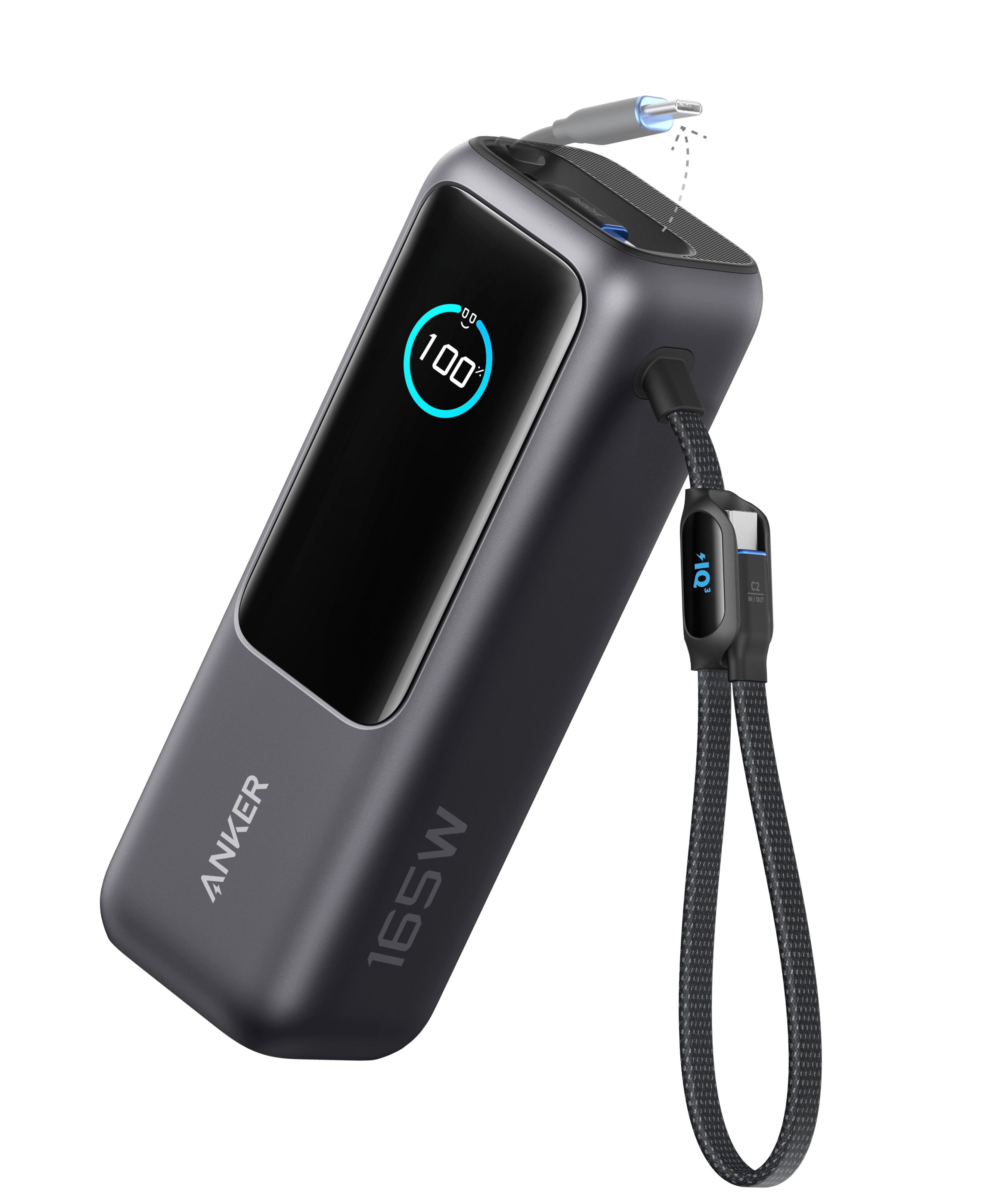 Anker Laptop Power Bank (25K, 165W, Built-In and Retractable Cables)