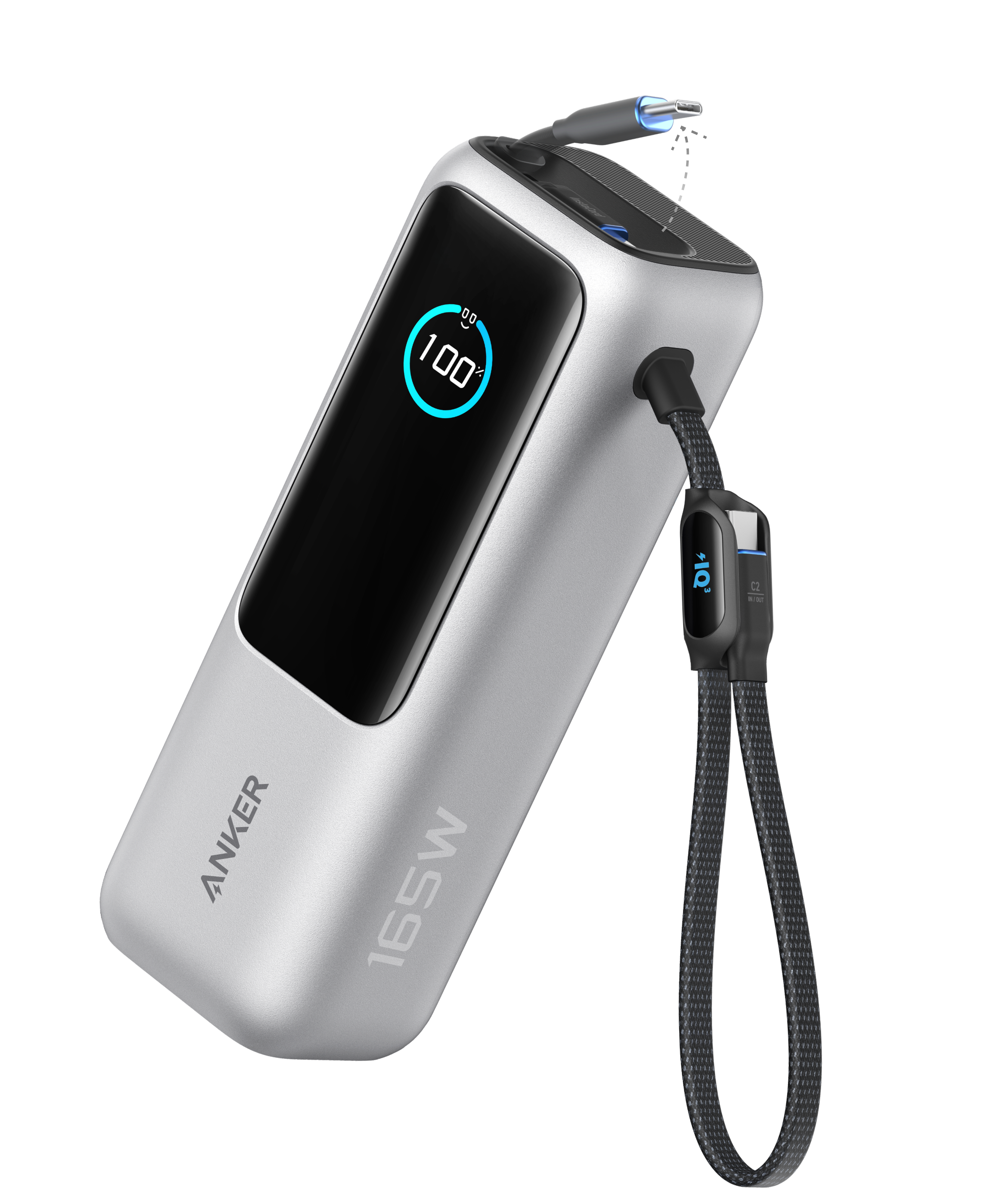 Anker Laptop Power Bank (25K, 165W, Built-In and Retractable Cables)