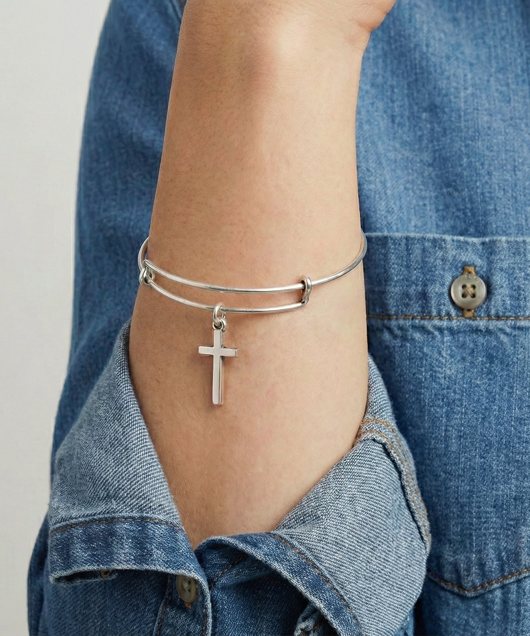 Cross Charm Bangle