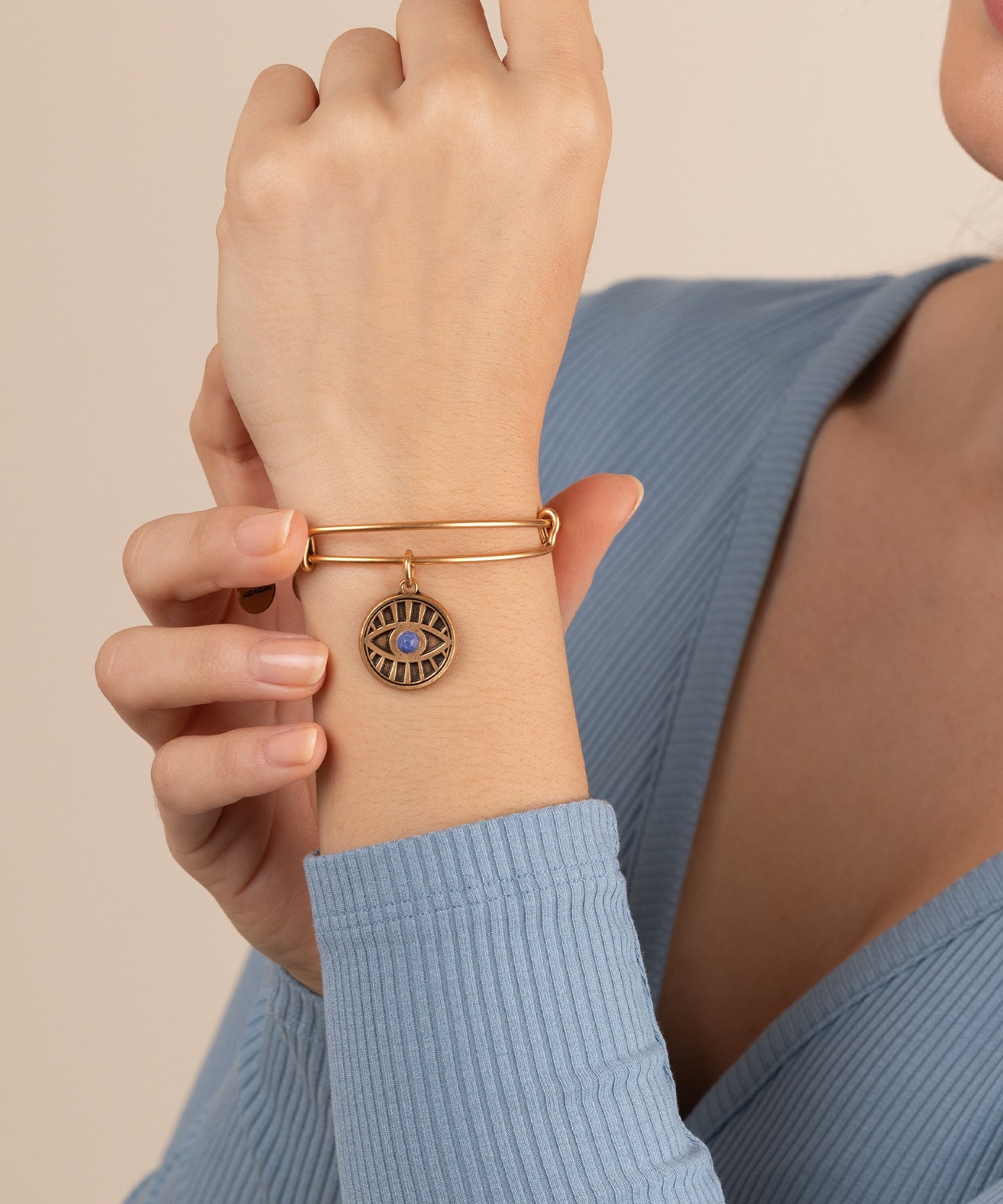 Evil Eye + Sodalite Charm Bangle