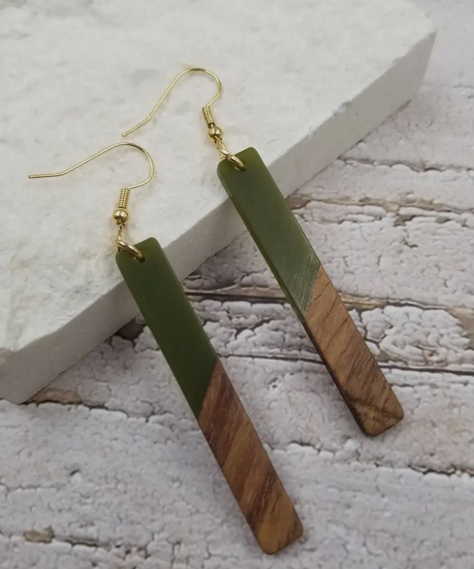 Resin Wood Earrings