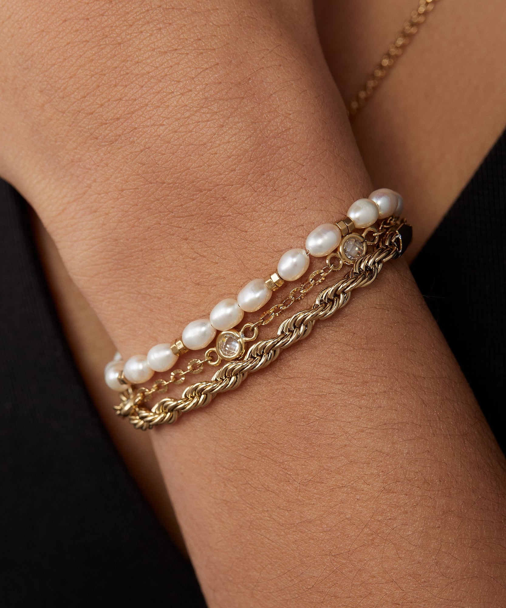 Crystal + Pearl Stranded™ Bracelet Set