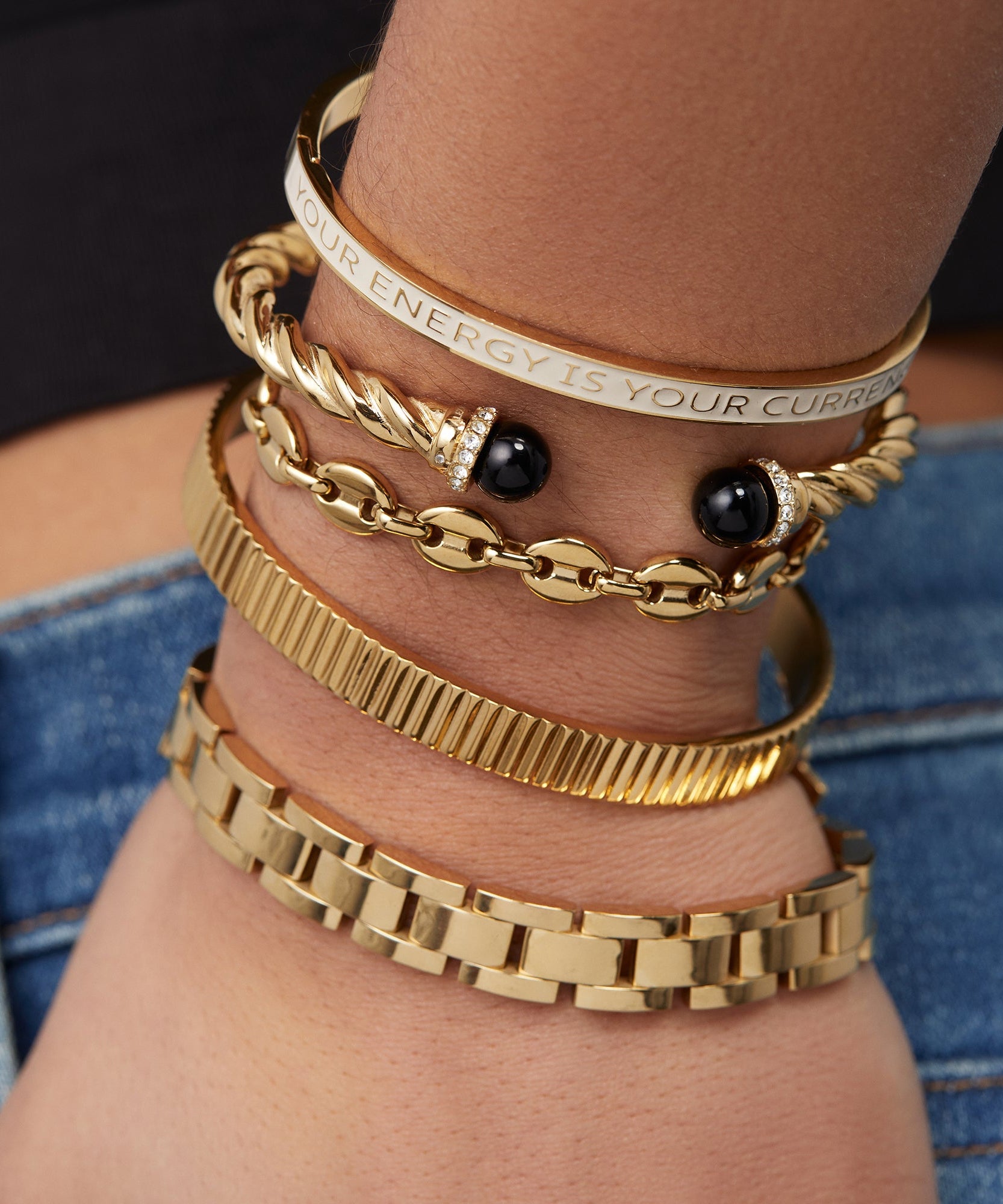 'Your Energy Is Your Currency' Hinge Bangle