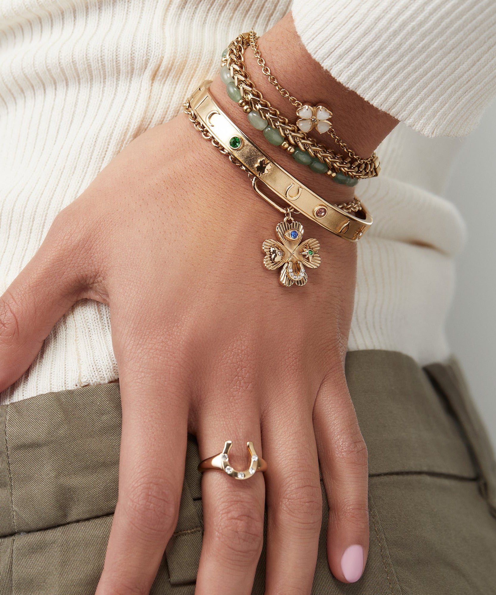 Lucky Four Leaf Clover Adjustable Bracelet
