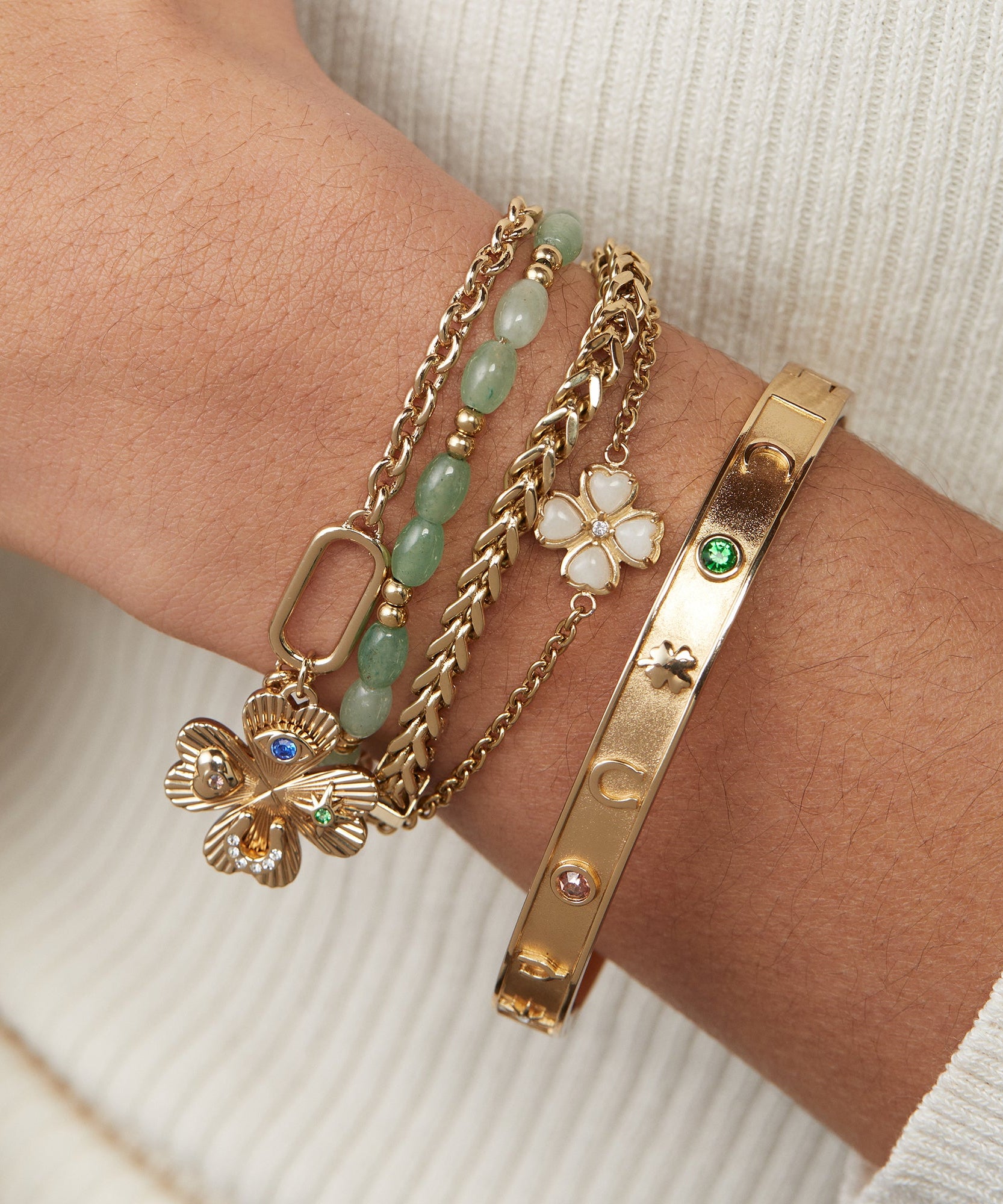 Lucky Four Leaf Clover Adjustable Bracelet