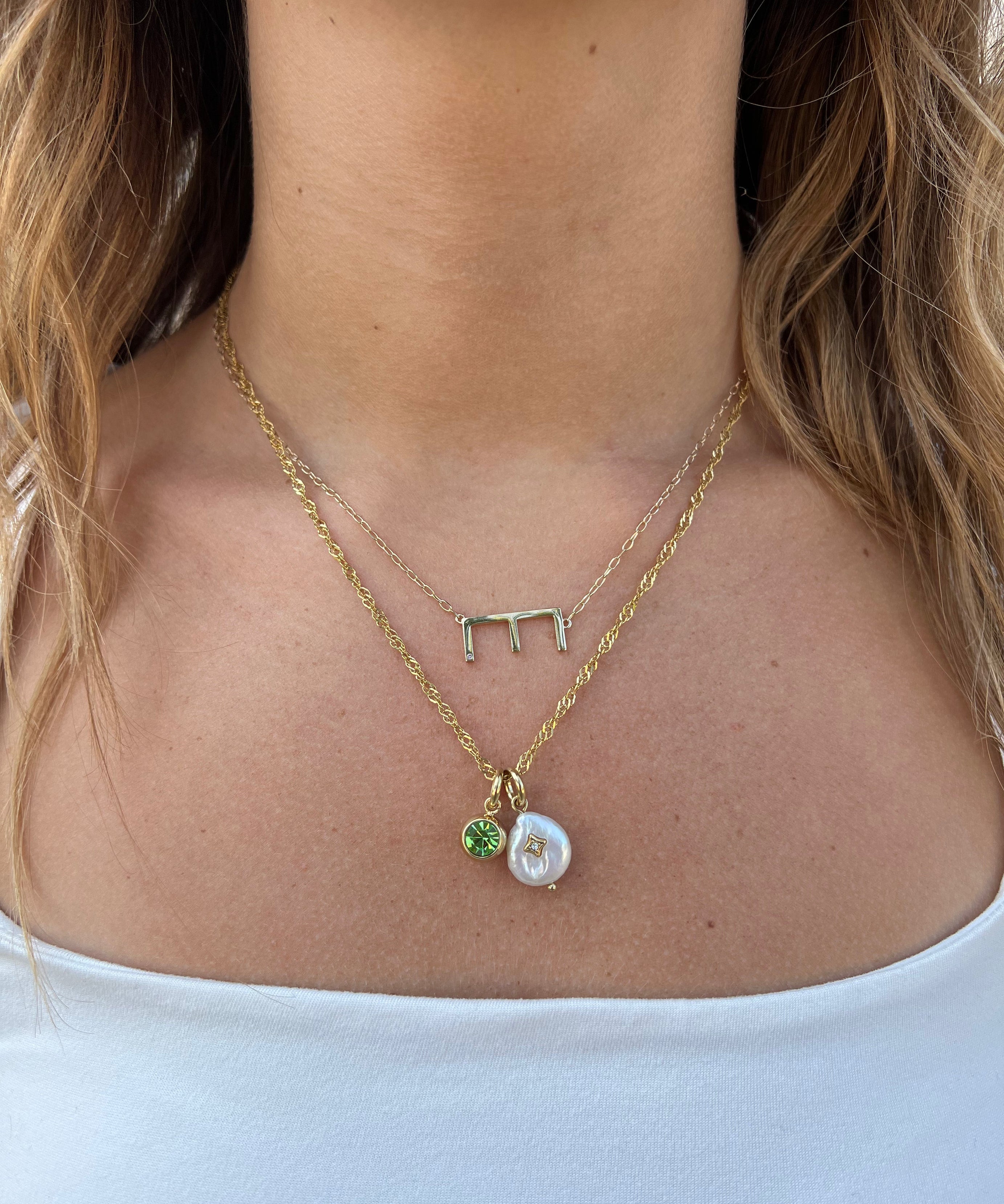 Initial E Precious Elongated Necklace