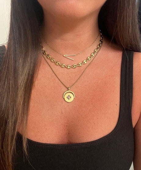 Initial V Precious Elongated Necklace