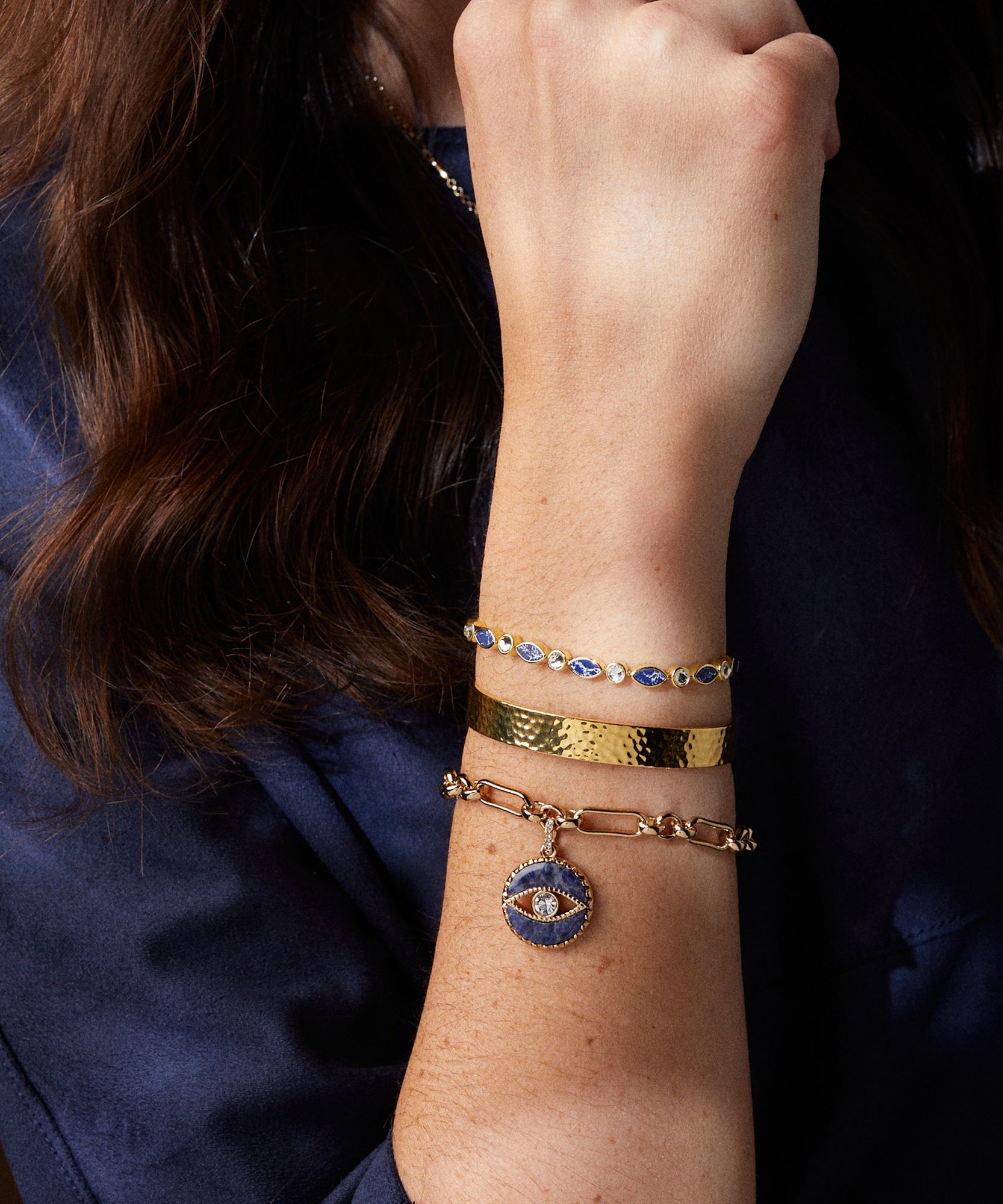 Sodalite Evil Eye Chain Bracelet