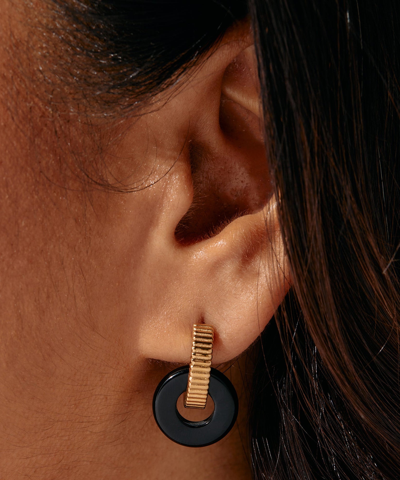 Black Onyx Textured Earrings