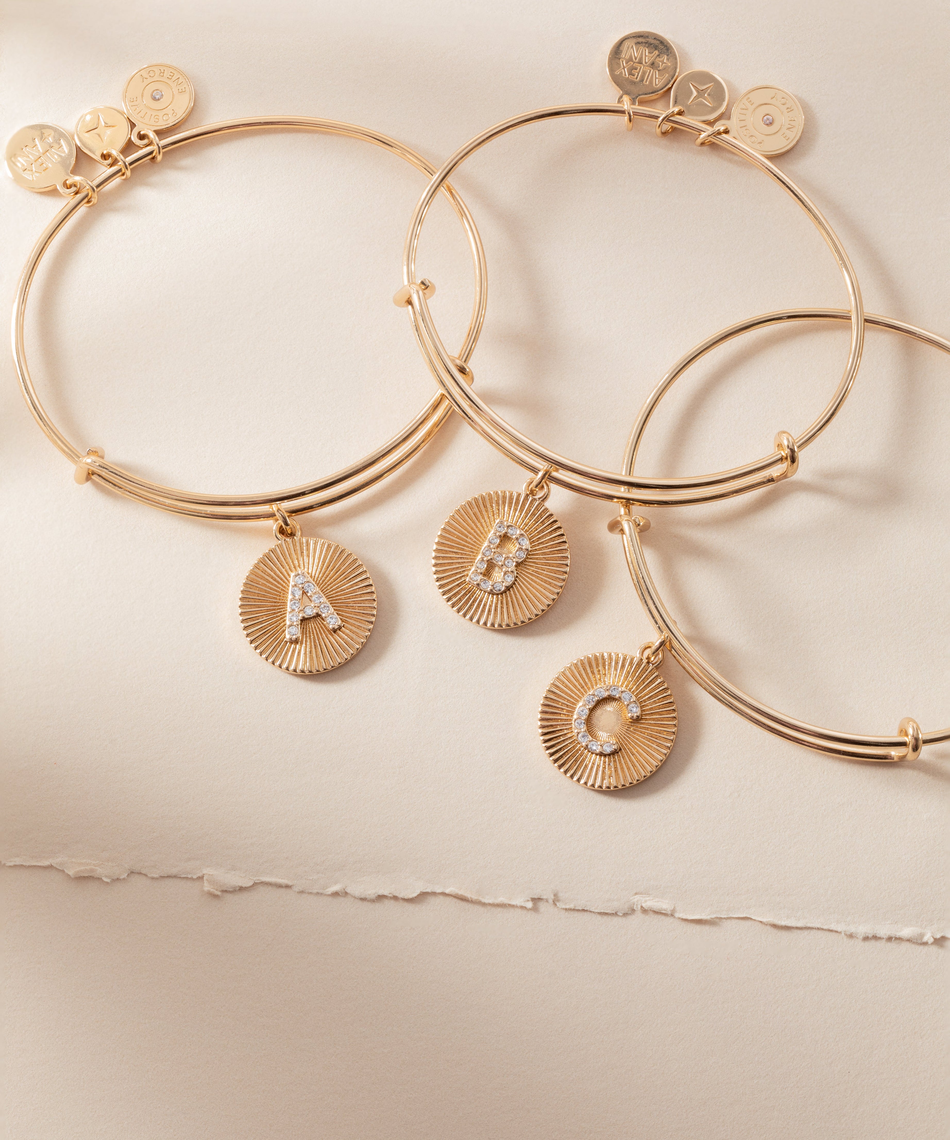 Initial A Pave Starburst Texture Bangle