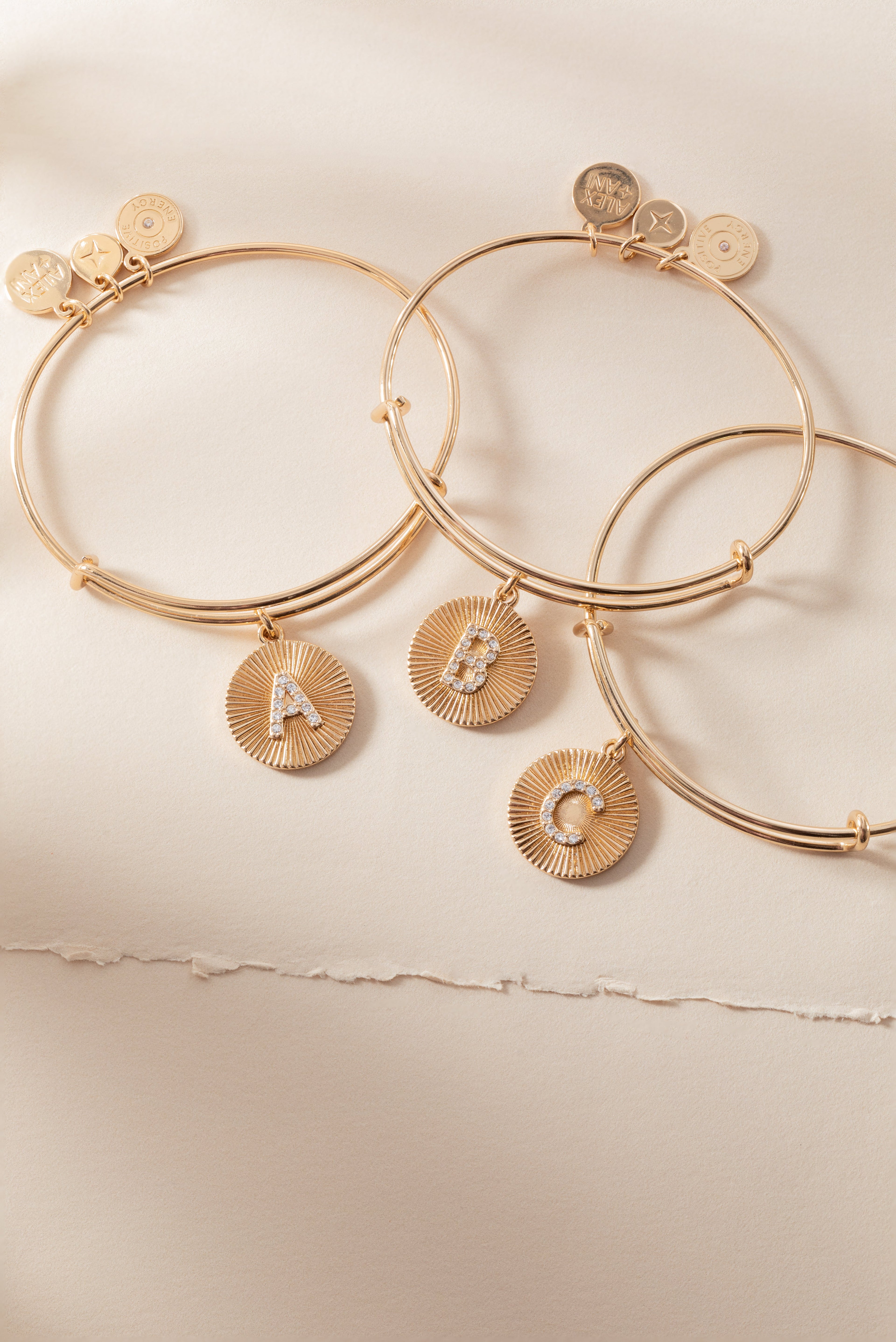 Initial C Pave Starburst Texture Bangle