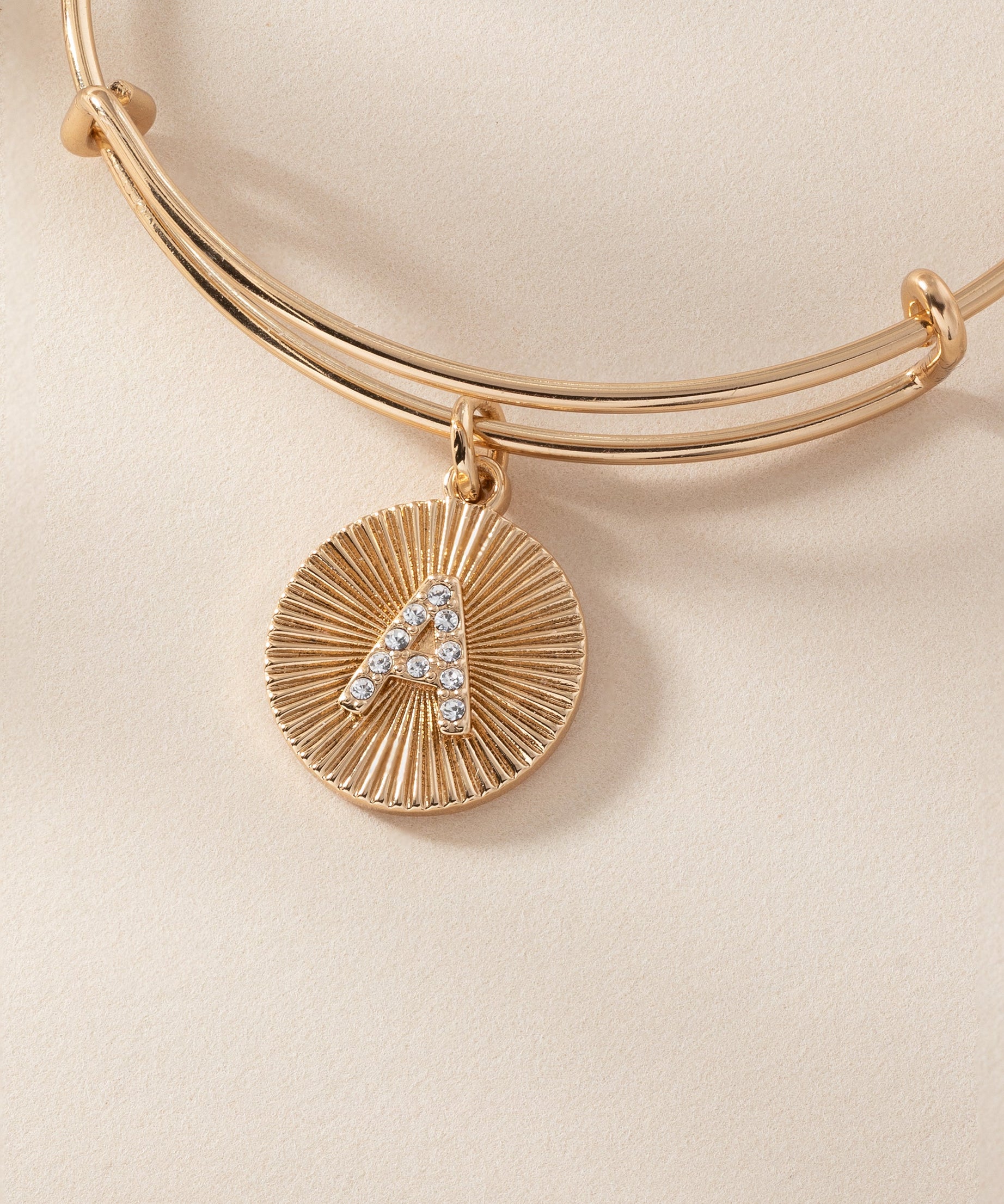 Initial A Pave Starburst Texture Bangle