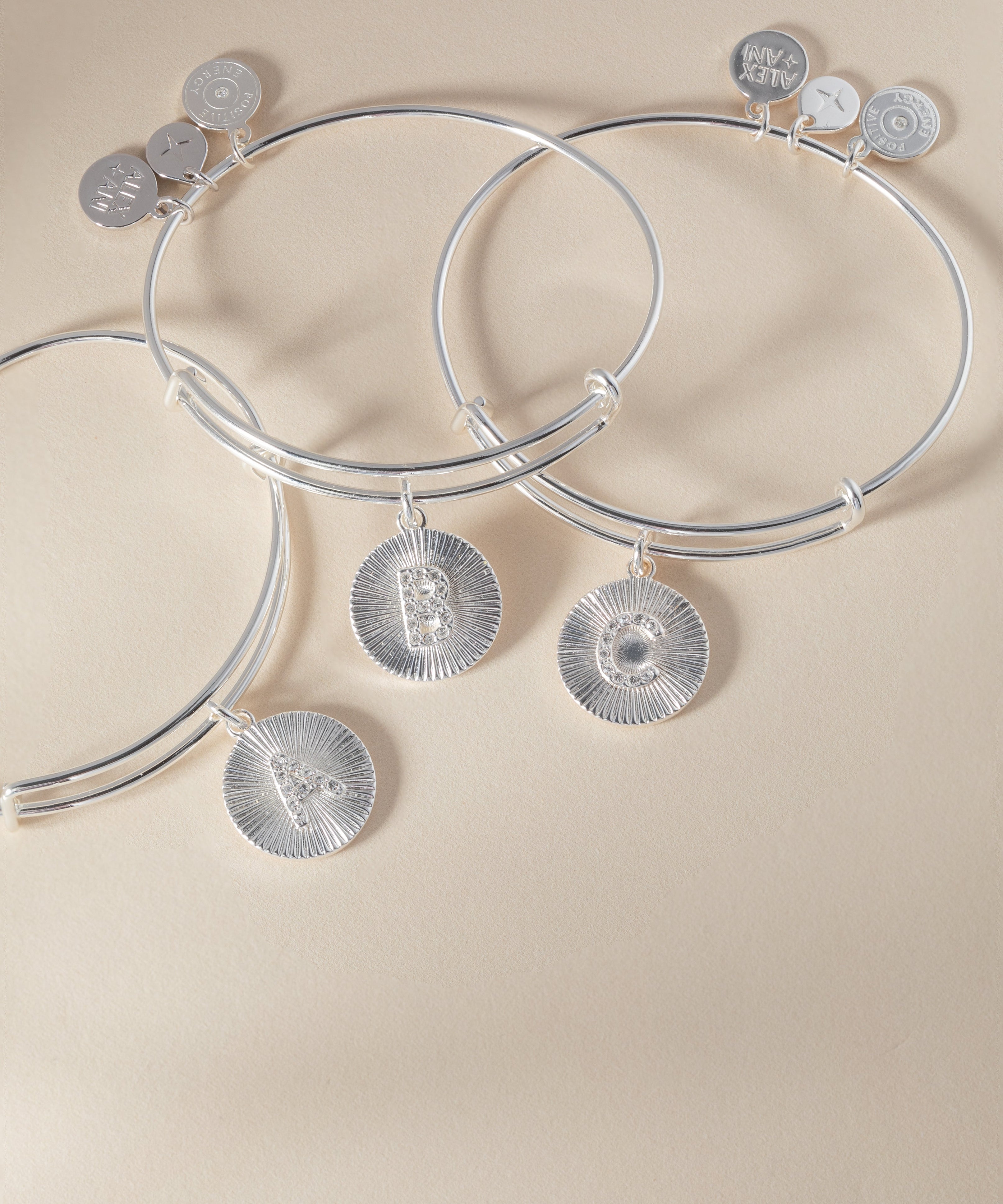 Initial A Pave Starburst Texture Bangle