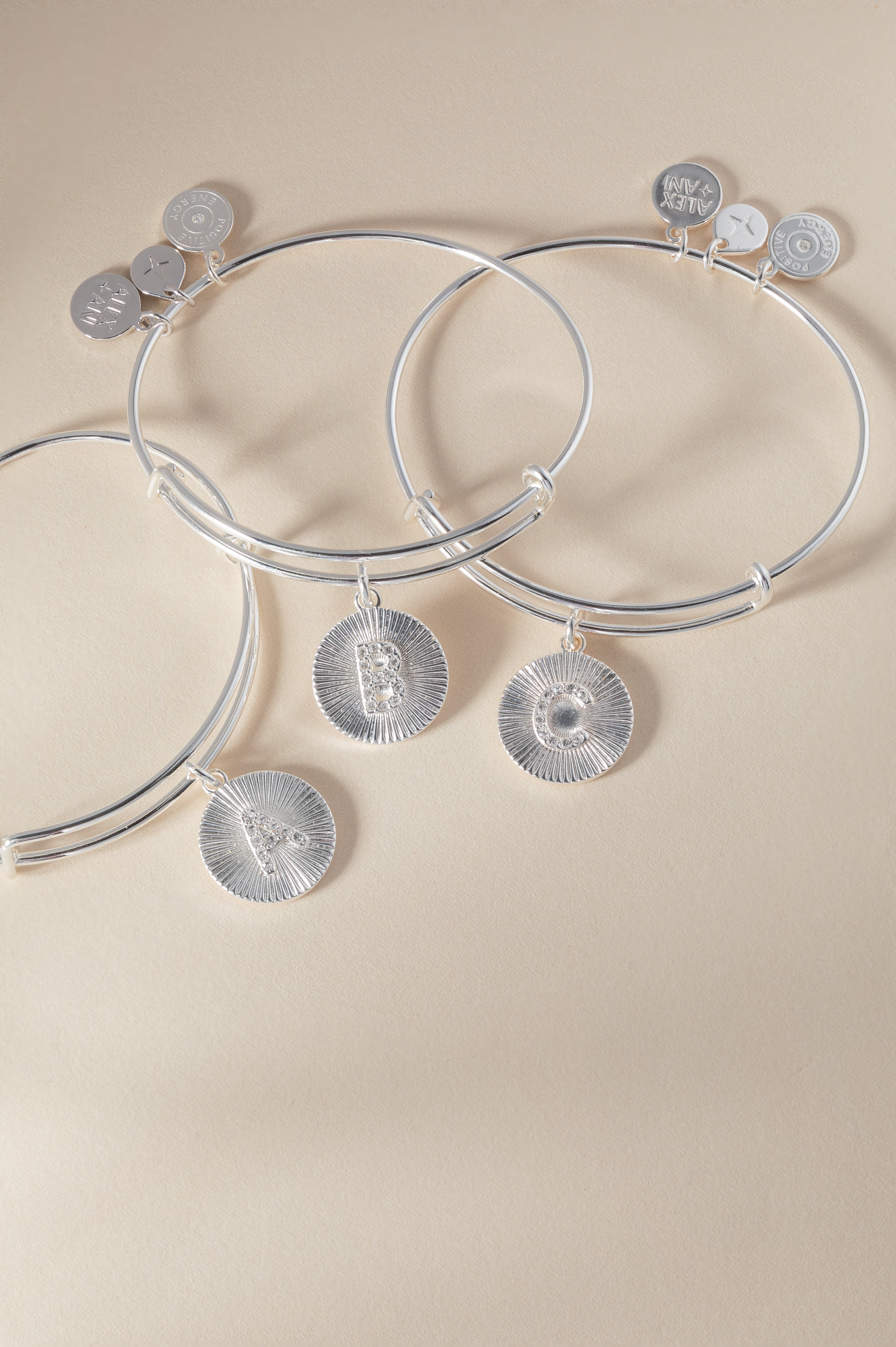 Initial C Pave Starburst Texture Bangle