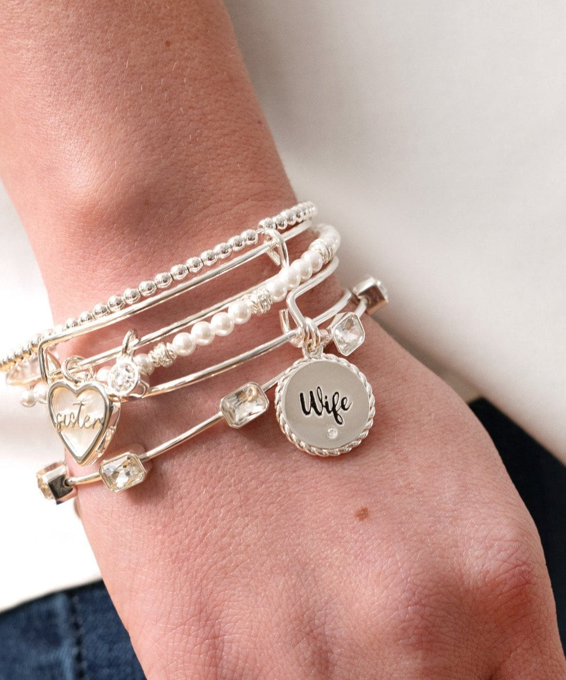 Sister Mother of Pearl Bangle