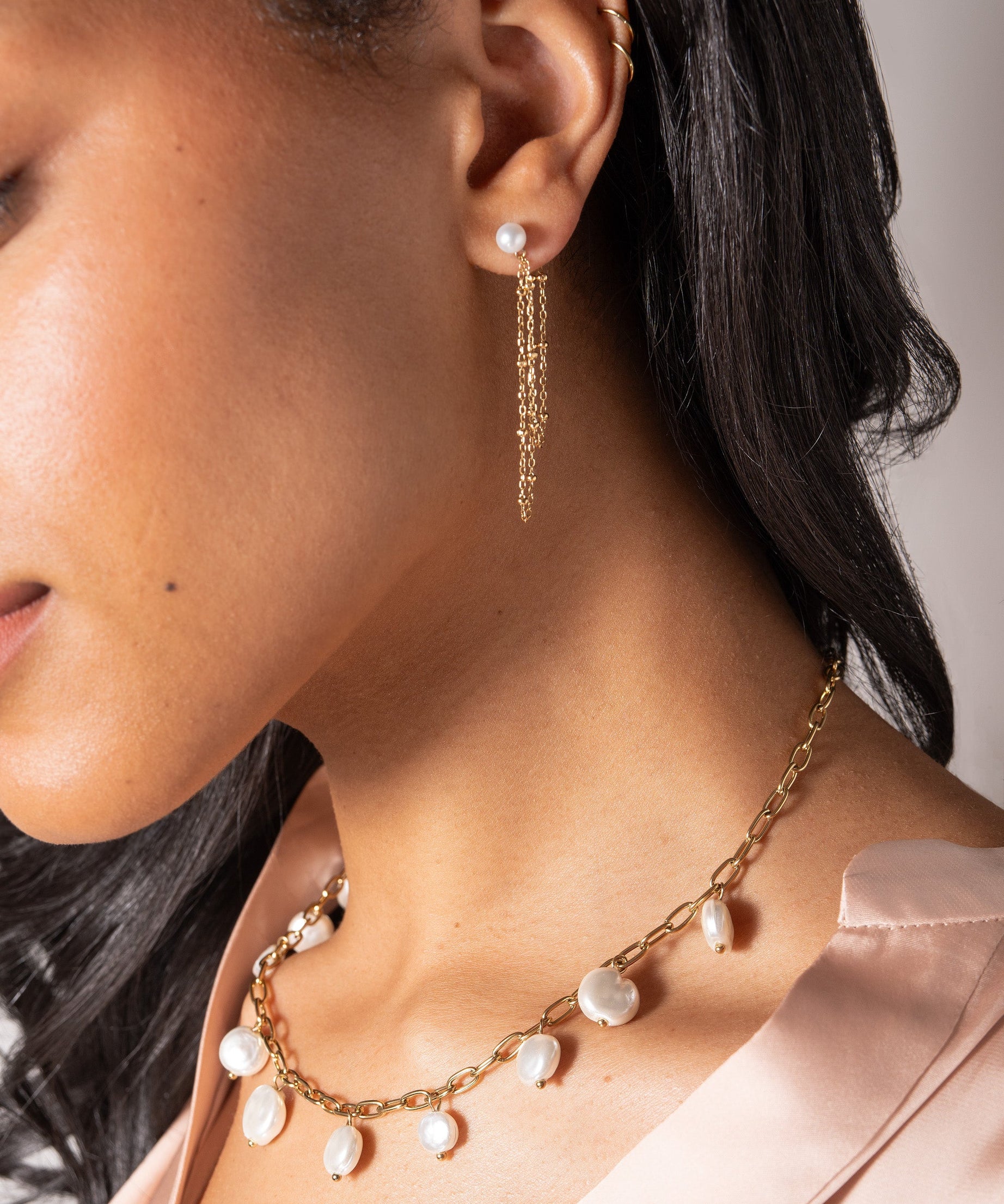 Freshwater Pearl Front-and-Back Earrings