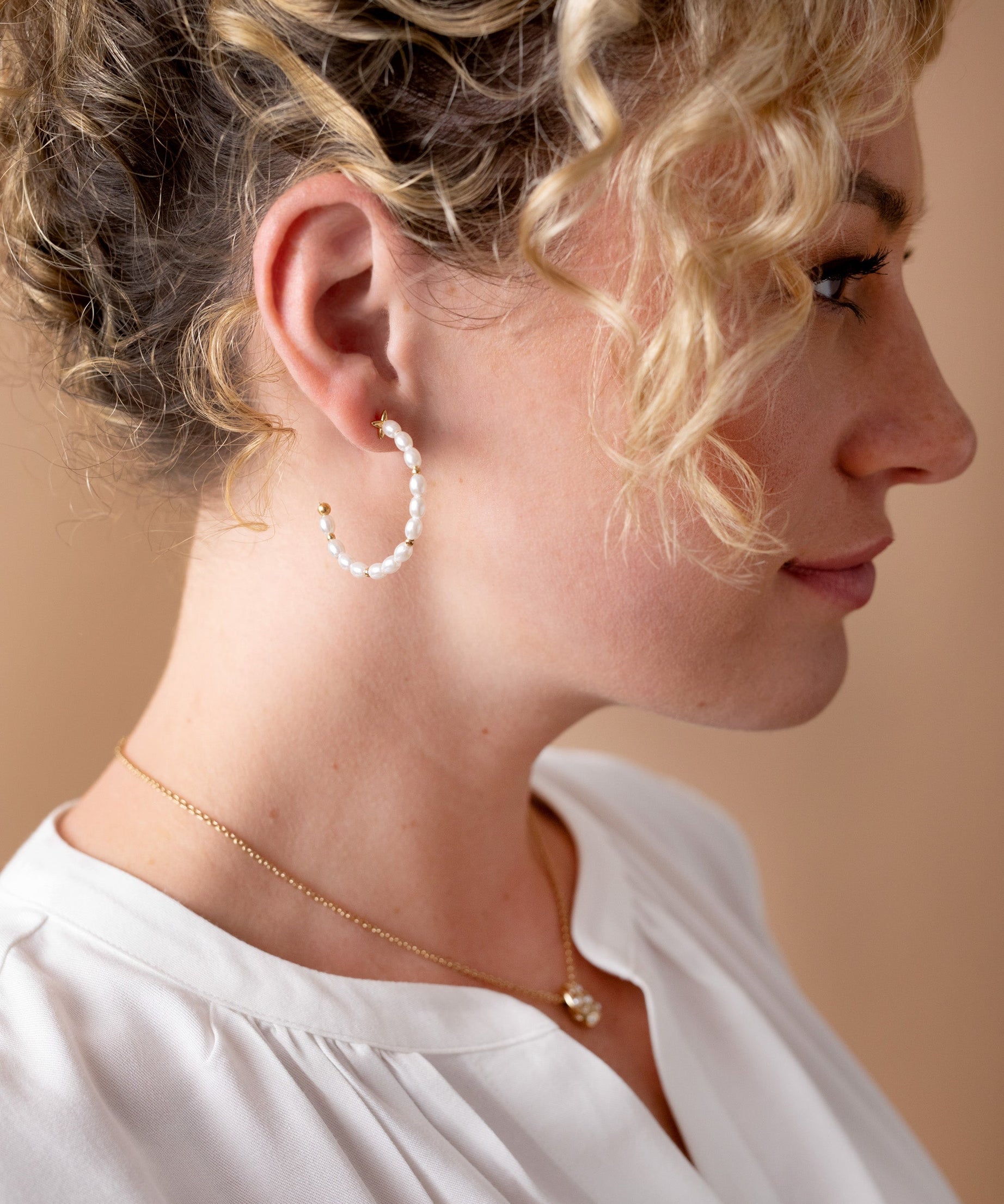Rice Pearl Hoop Earring