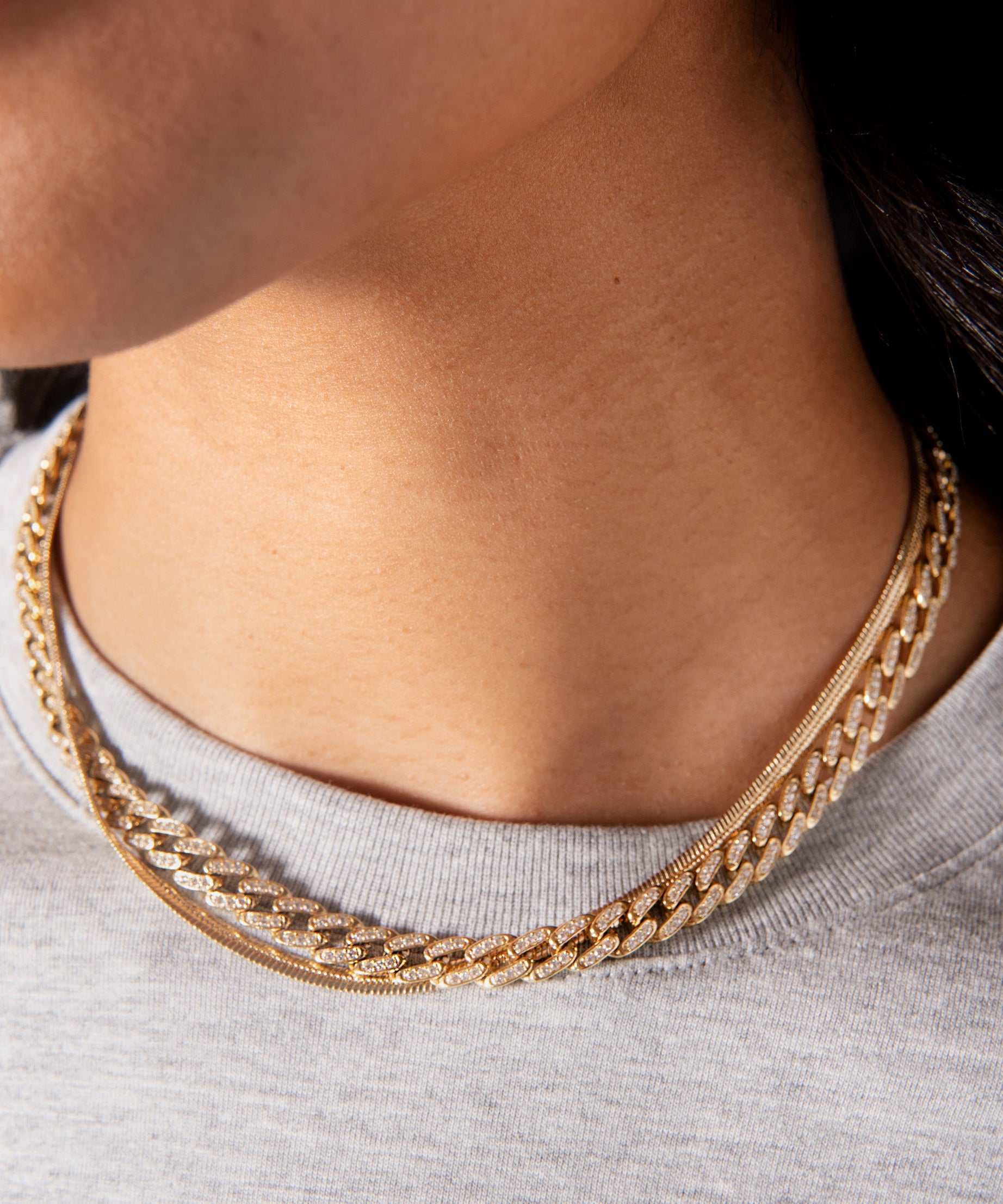 Crystal Pave Curb Chain Necklace