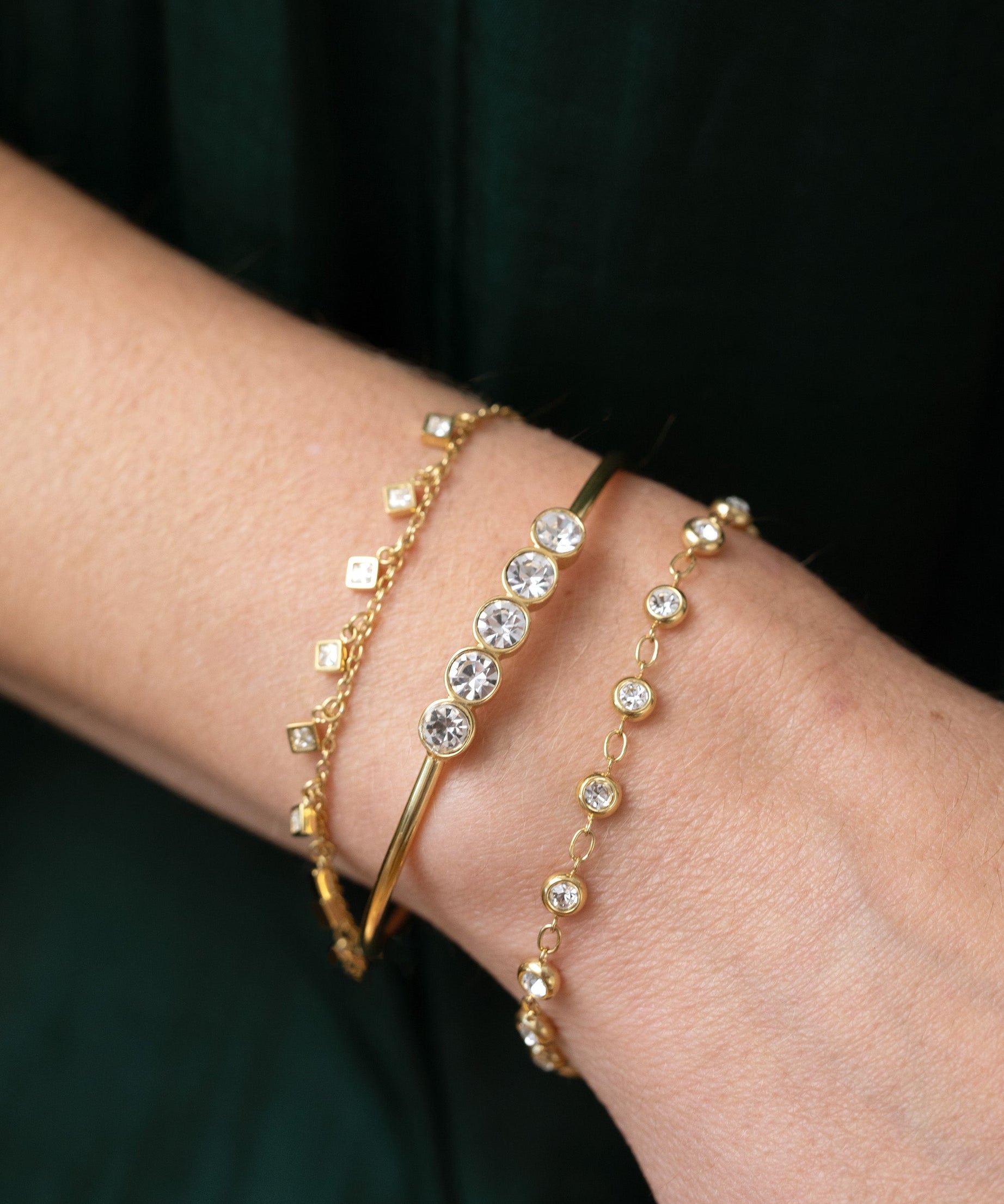 Crystal Pebble Chain Bracelet