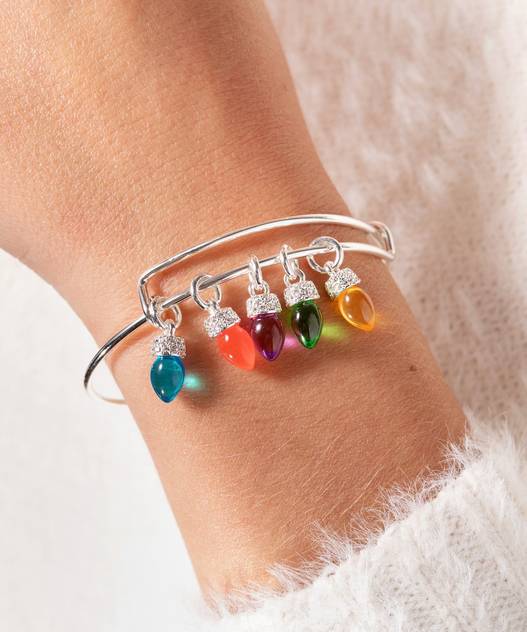 Christmas Light Bulb Charm Bangle