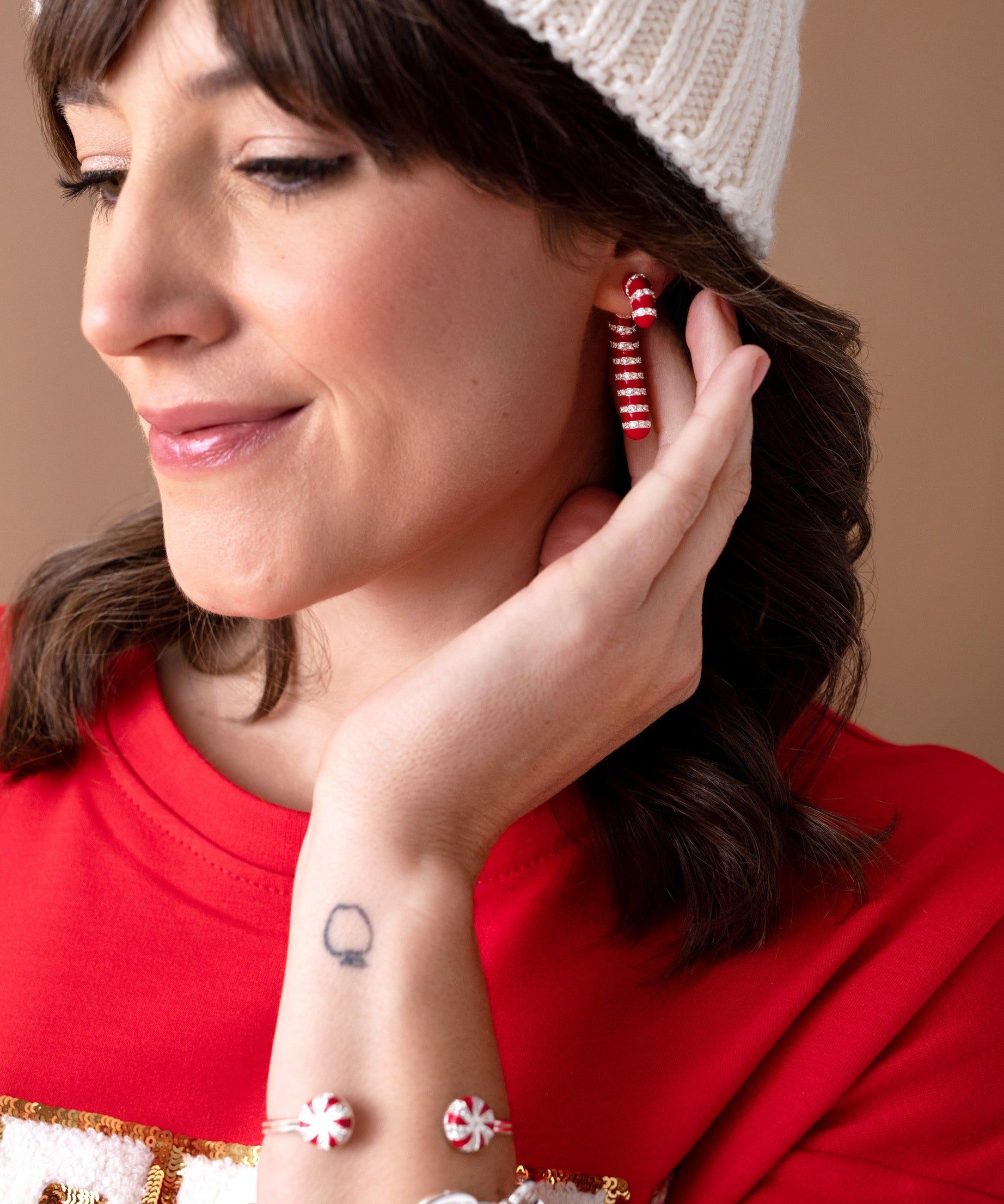 Candy Cane Front-Back Earrings