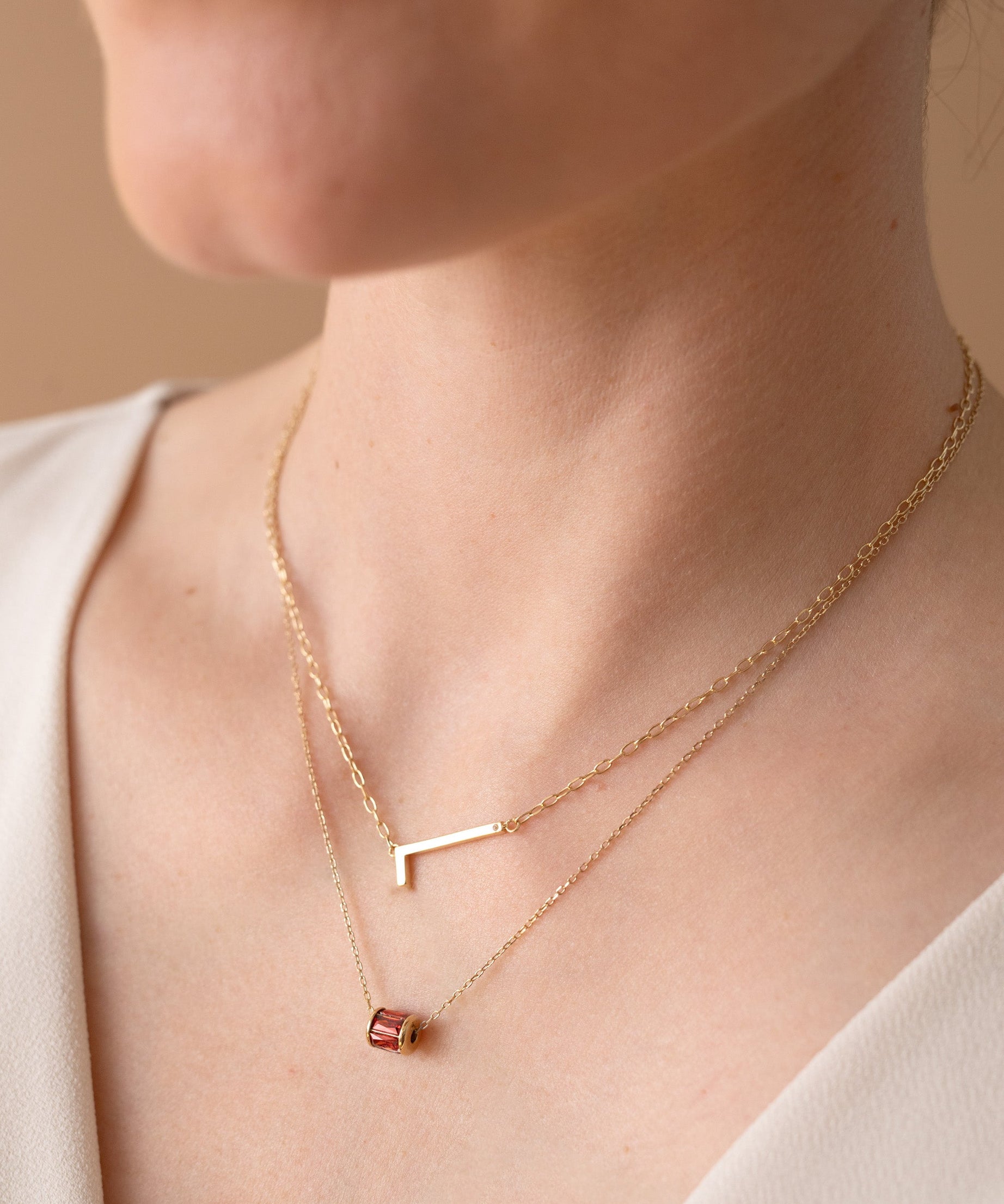 Initial L Precious Elongated Necklace
