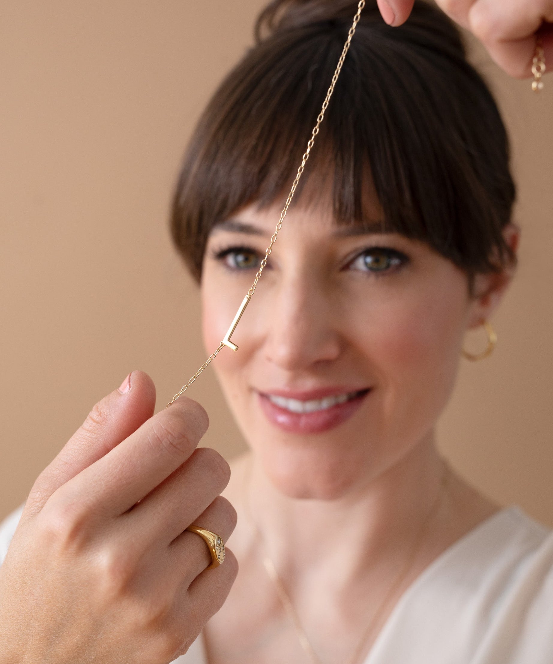Initial L Precious Elongated Necklace