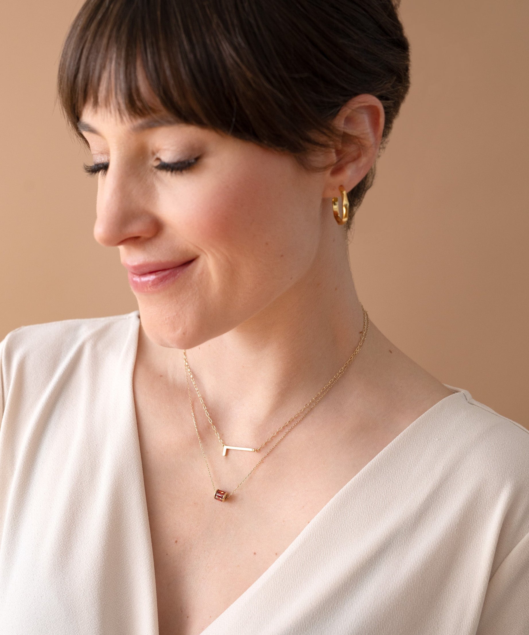 Initial L Precious Elongated Necklace