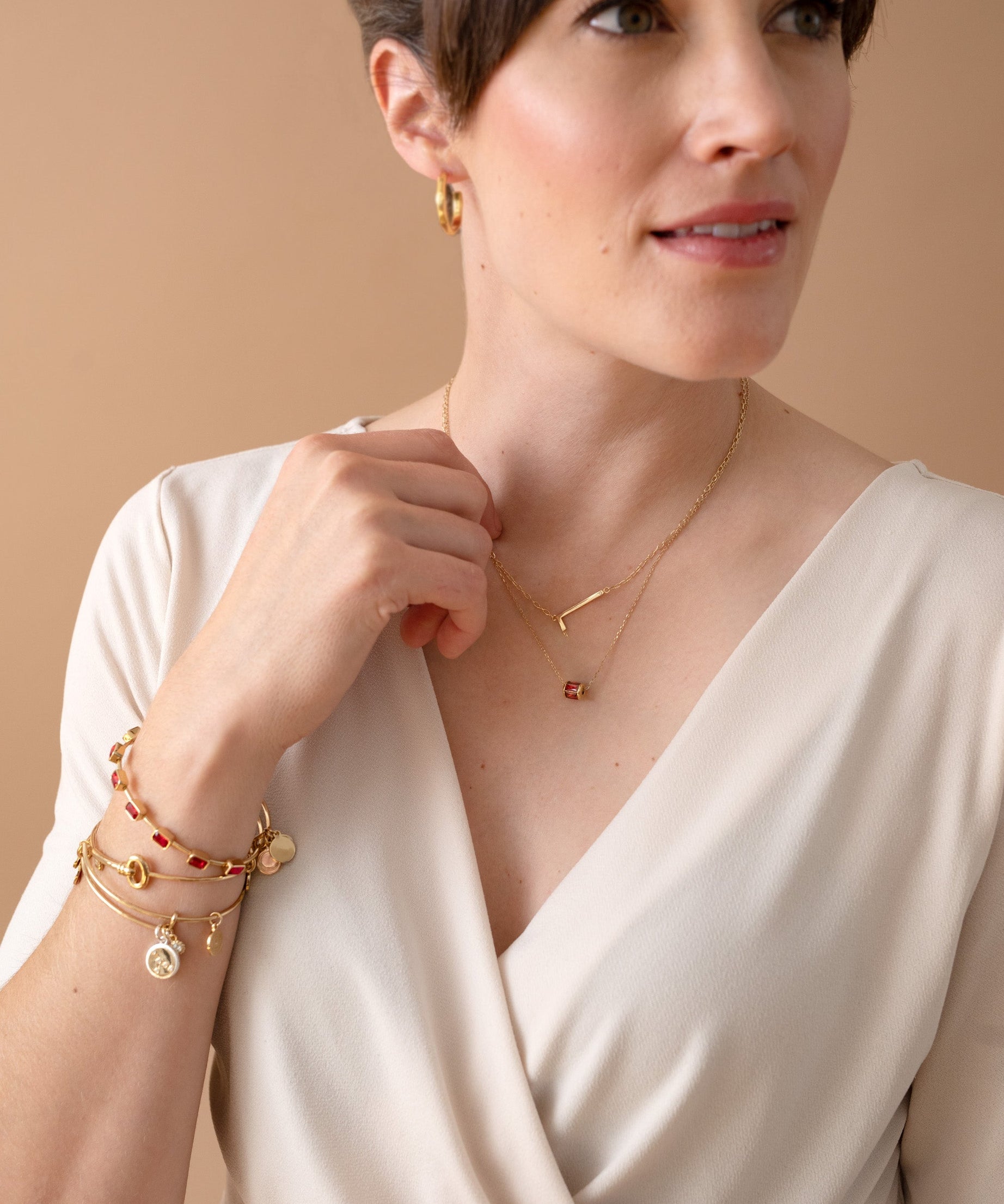 Initial L Precious Elongated Necklace