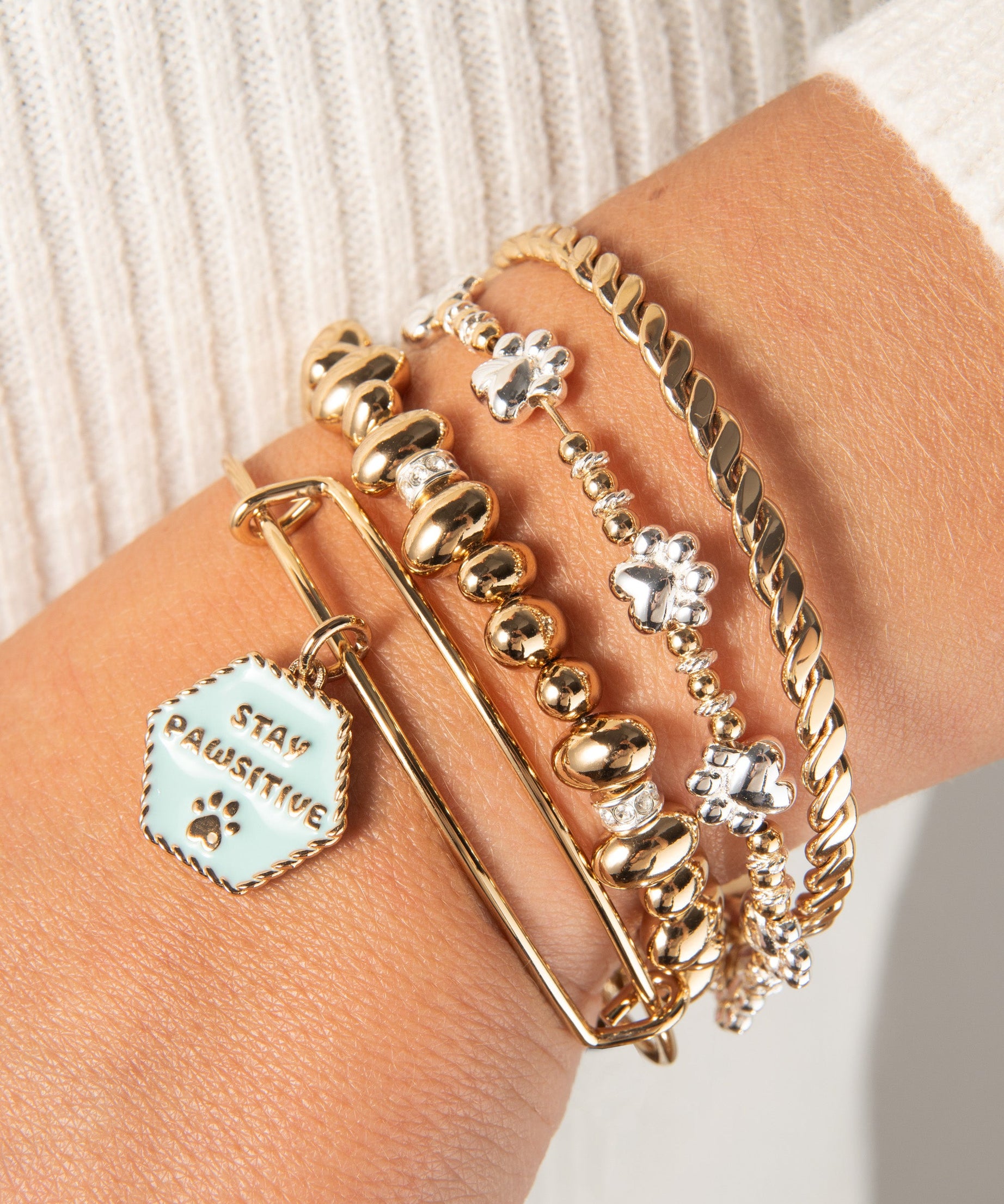 Paw Print Beaded Dog Bangle