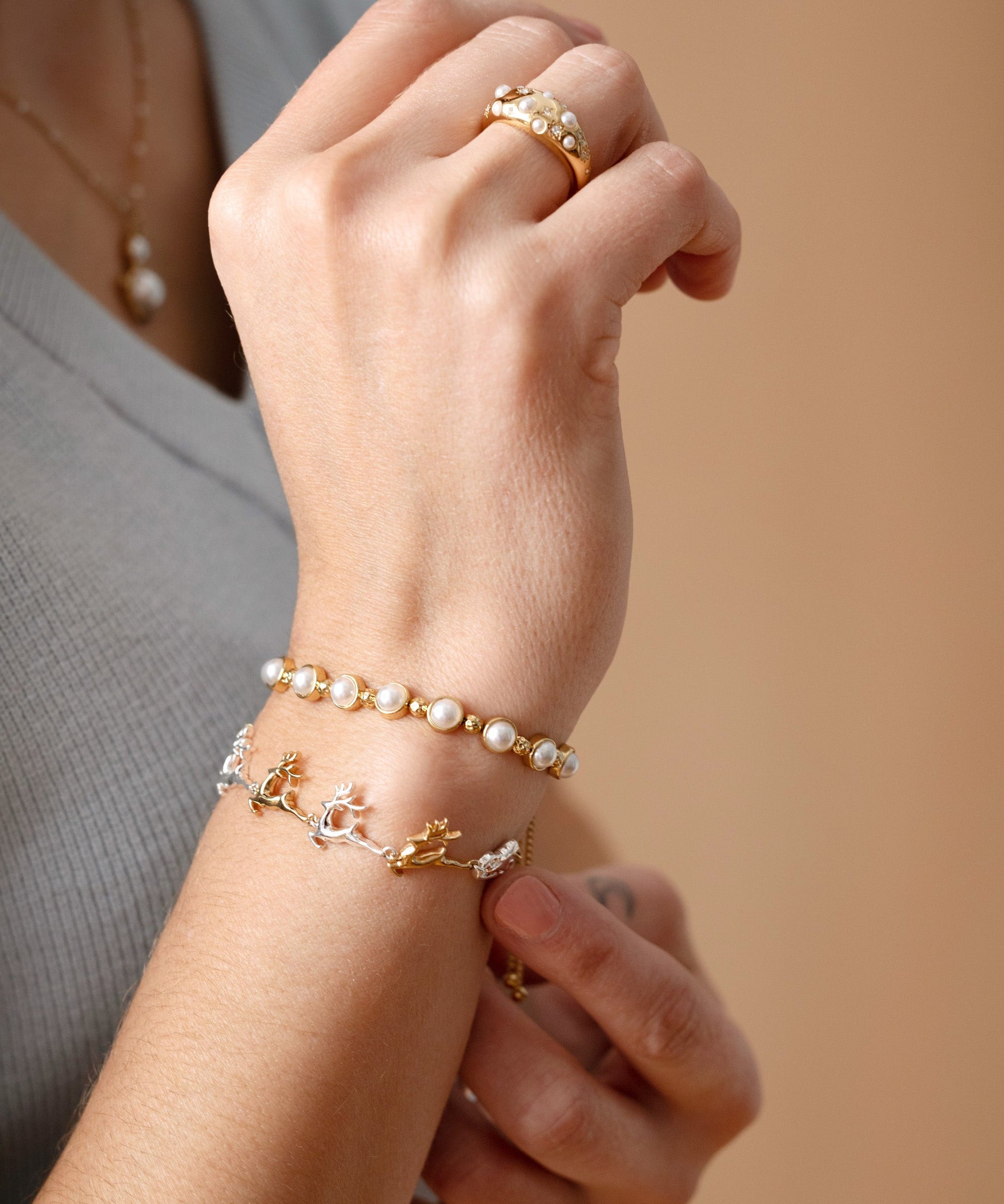 Pearl Bolo Beaded Bracelet