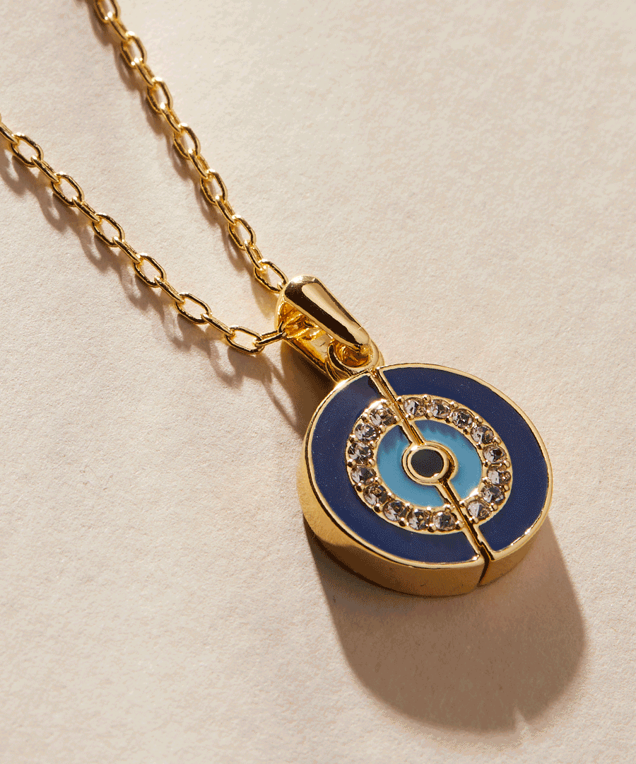 Evil Eye 'Positive Vibes' Mantra Necklace