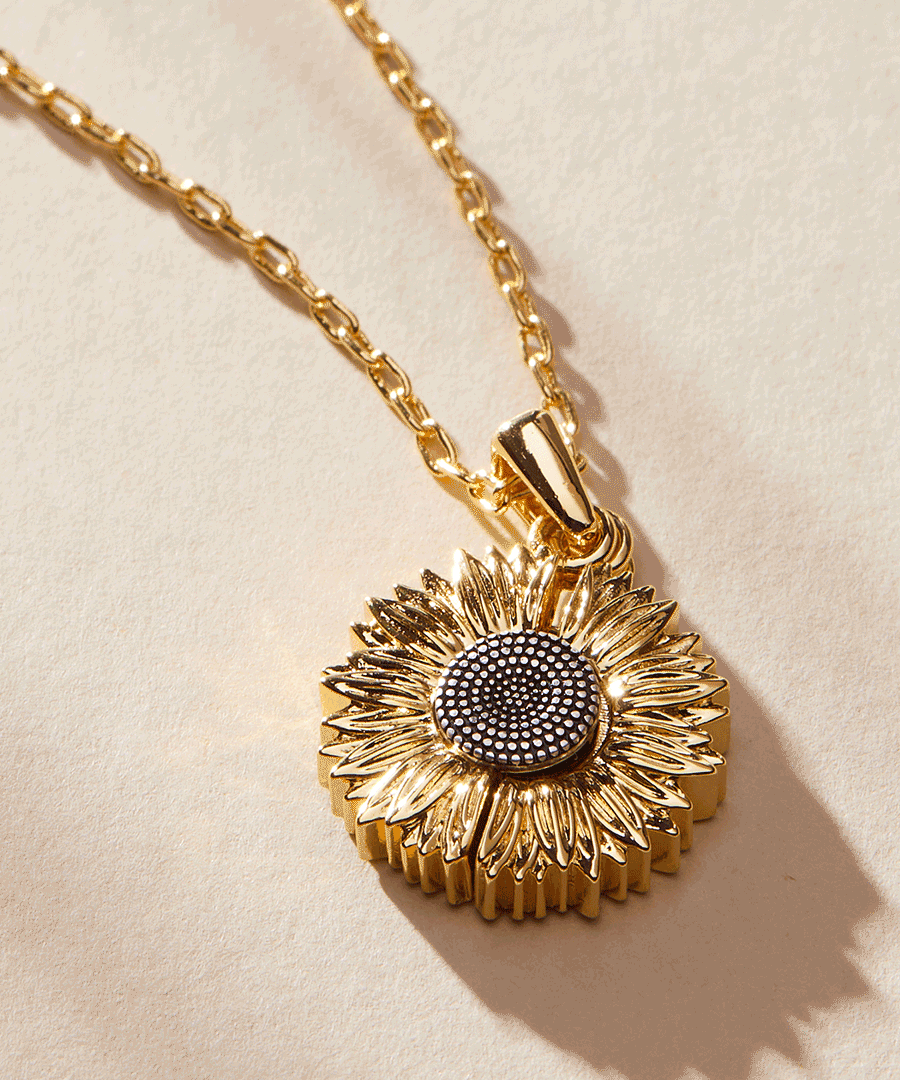Sunflower 'Choose Happiness' Mantra Necklace