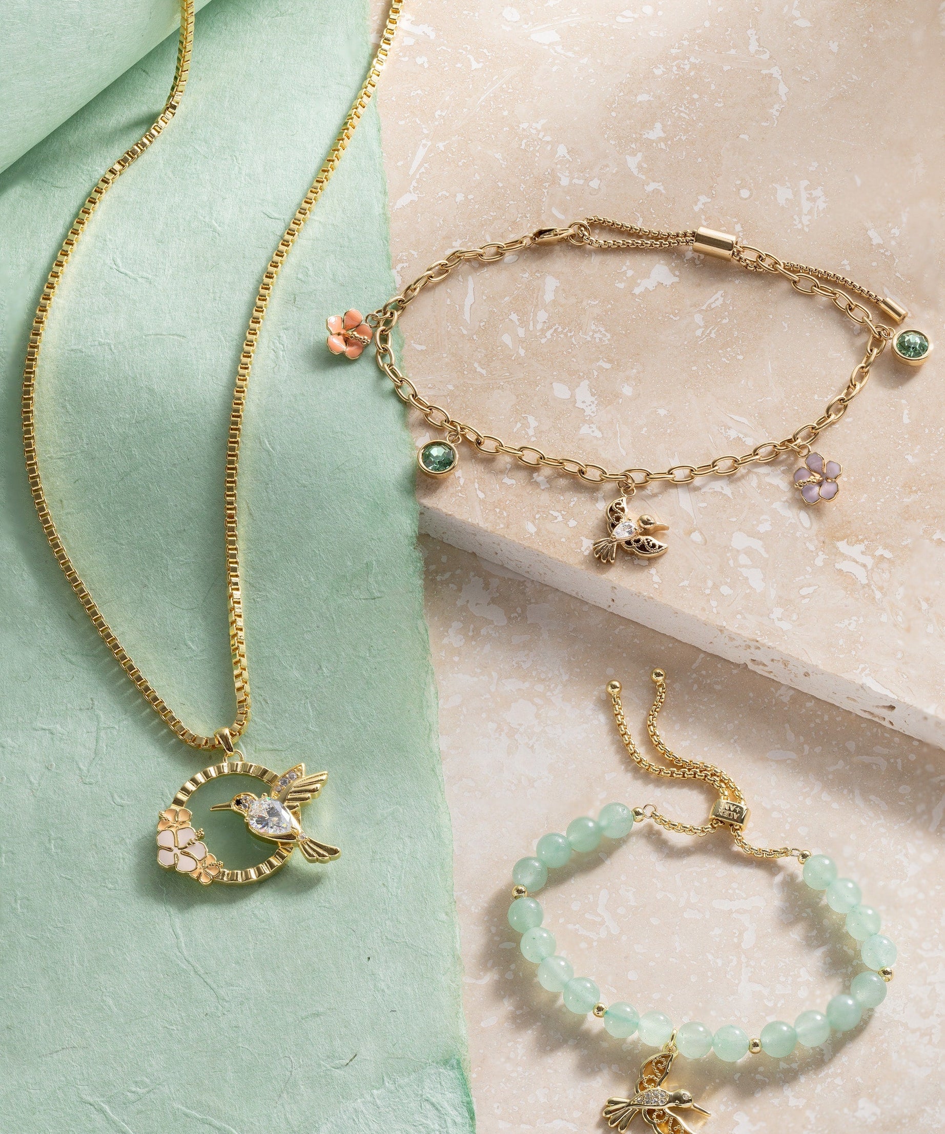 Hummingbird Multicharm Adjustable Anklet