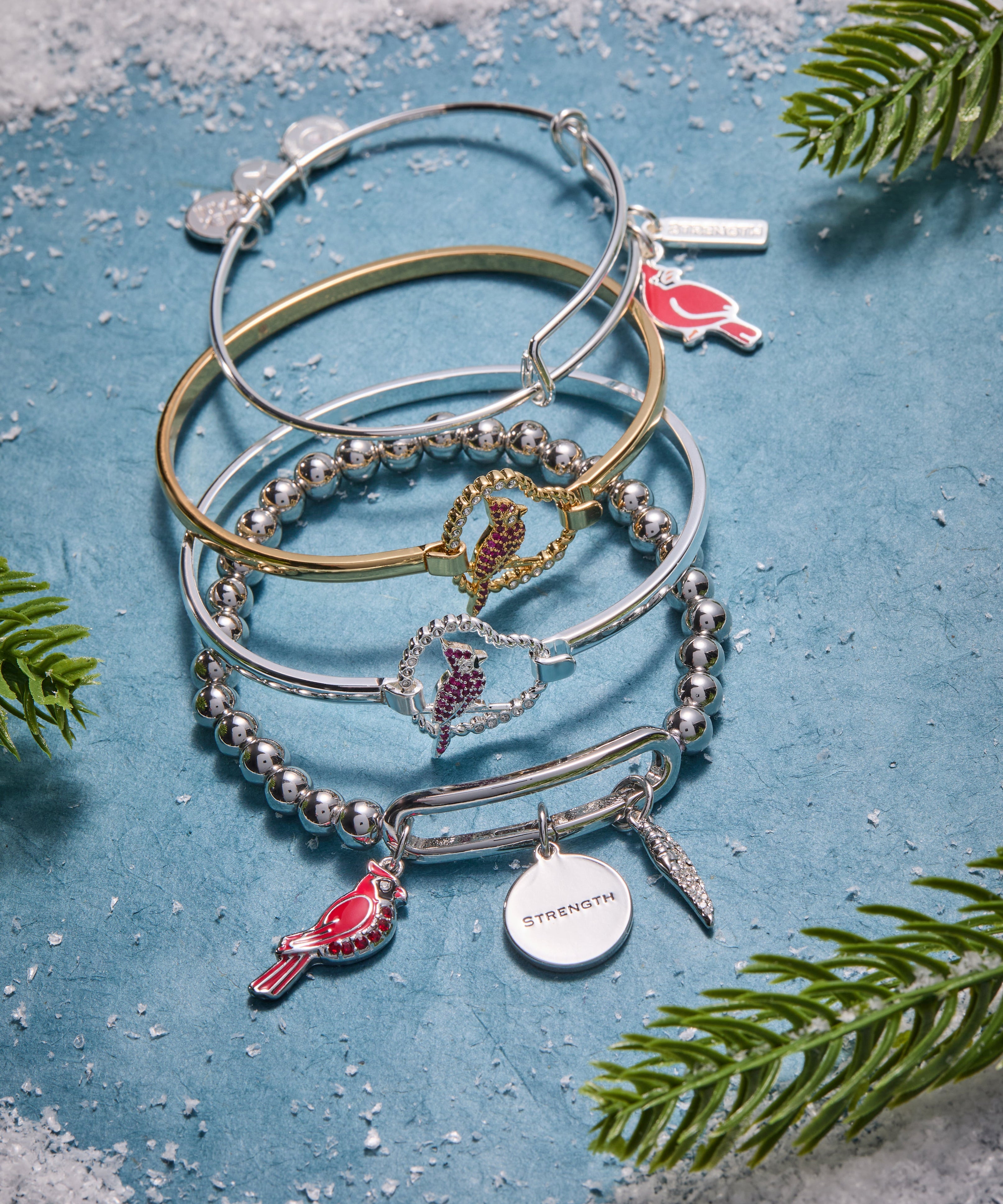 'Strength' Cardinal Duo Charm Bangle Bracelet
