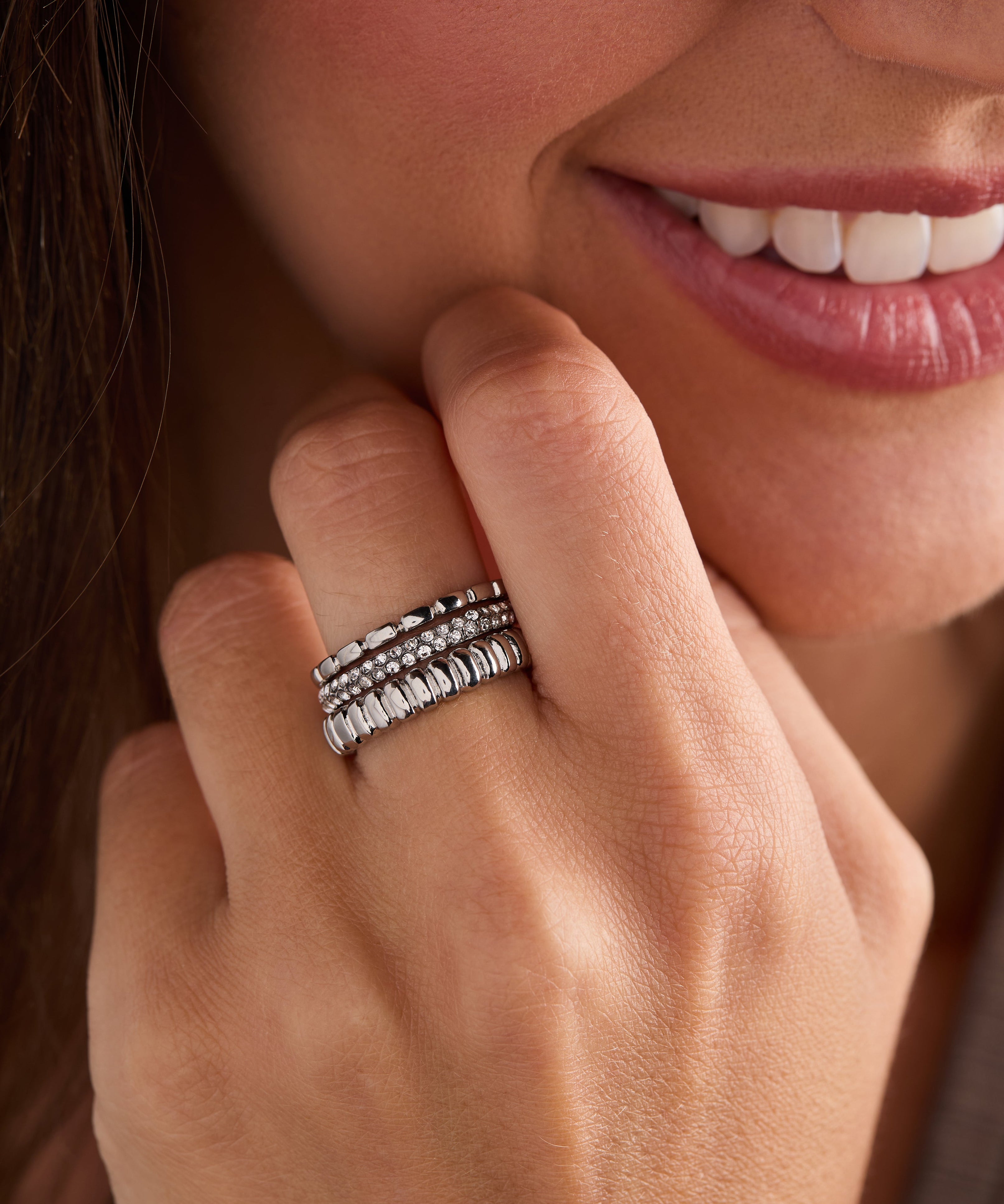 Ribbed Stacking Ring Set of 3