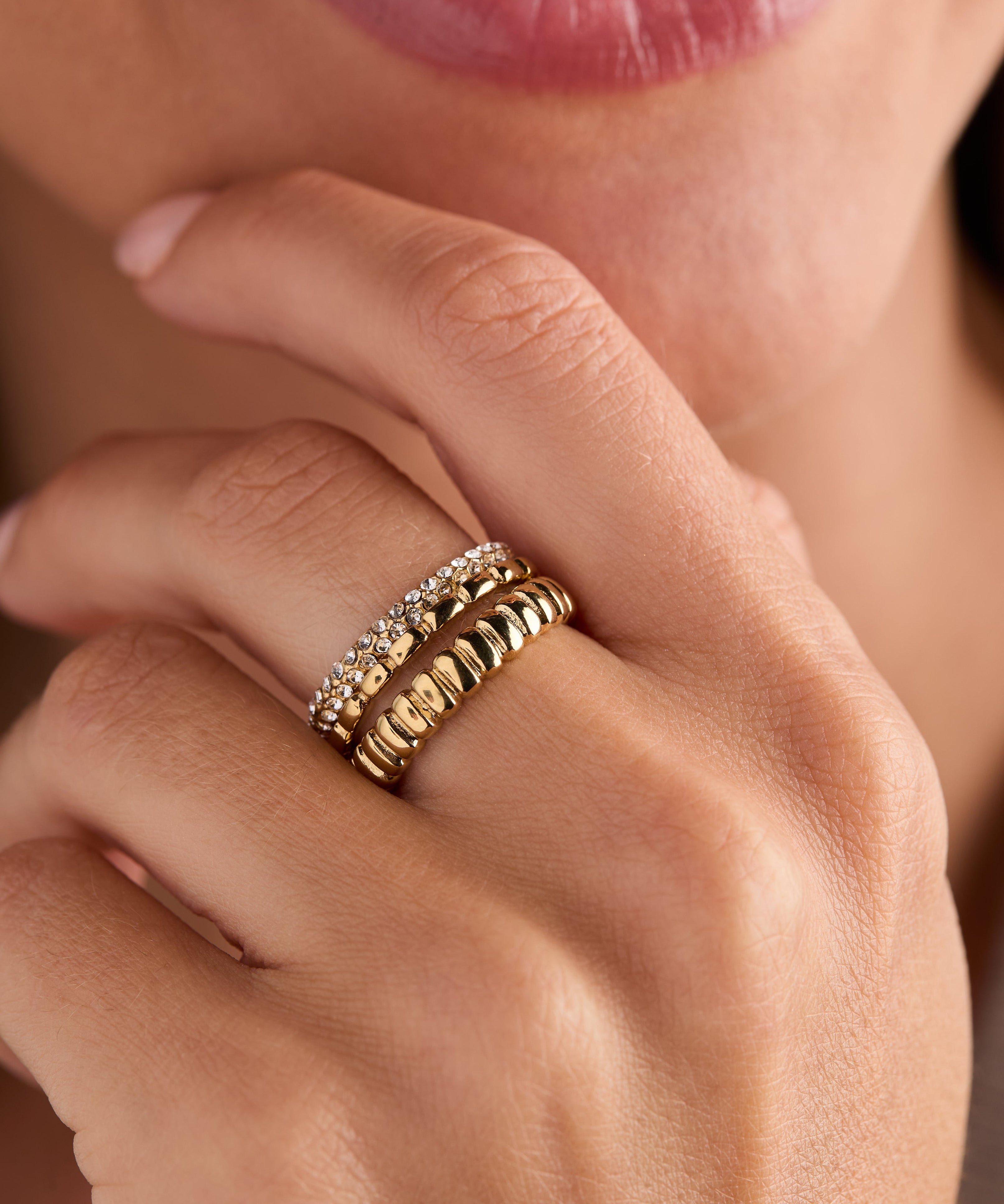 Ribbed Stacking Ring Set of 3