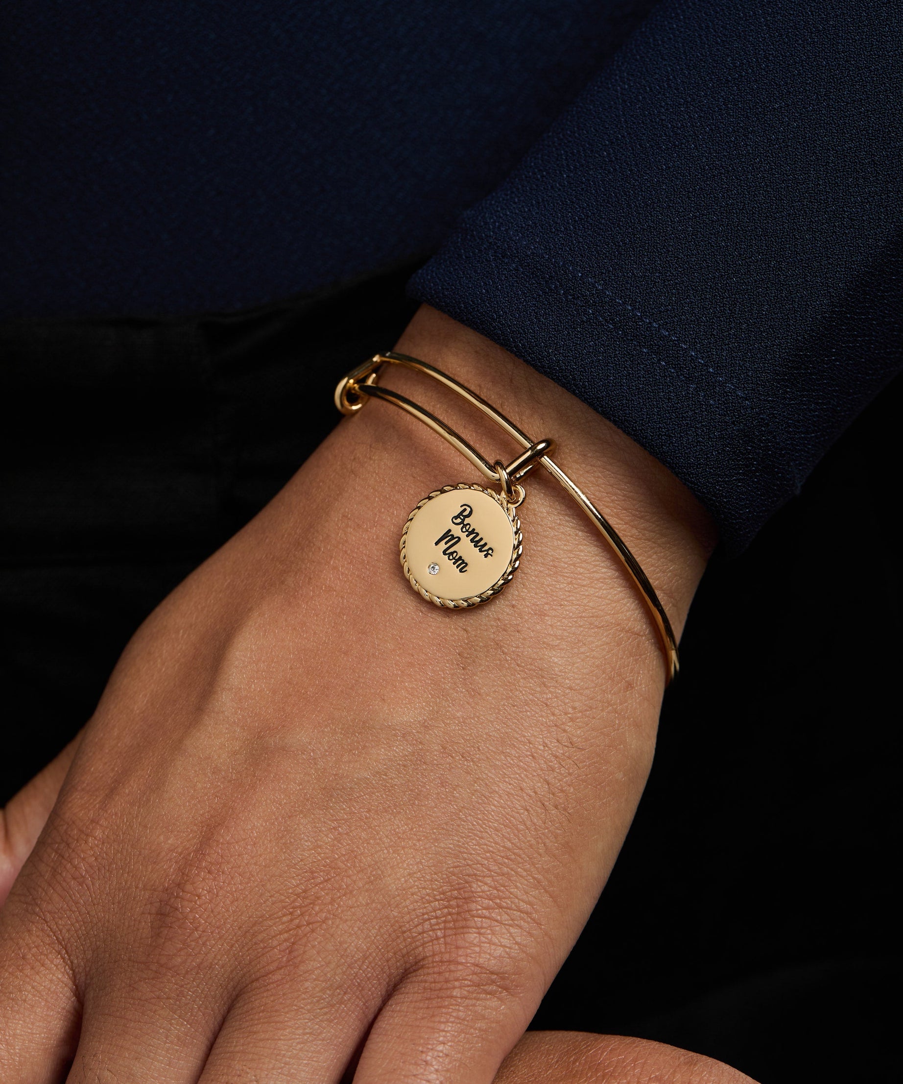 Bonus Mom 'Family Isn't Only Blessed By Name' Charm Bangle