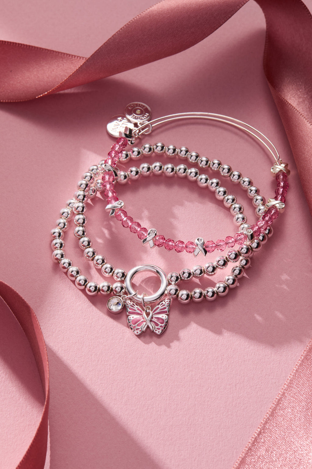 Breast Cancer Awareness Pink Ribbon Bangle