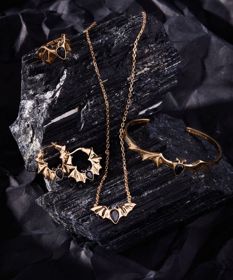 Crystal Bat Hoop Earrings