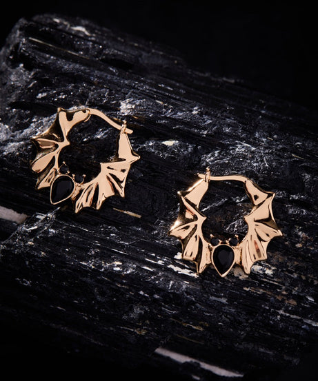 Crystal Bat Hoop Earrings