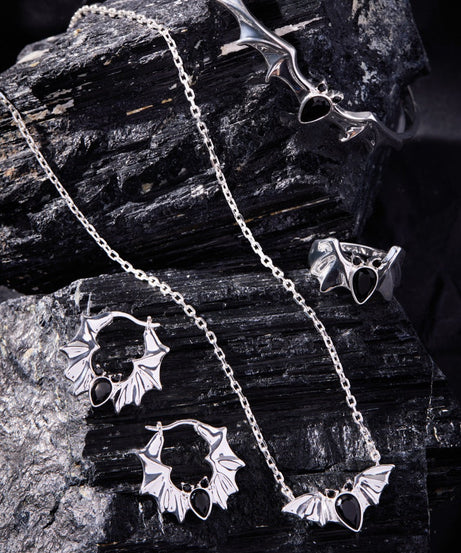 Crystal Bat Hoop Earrings