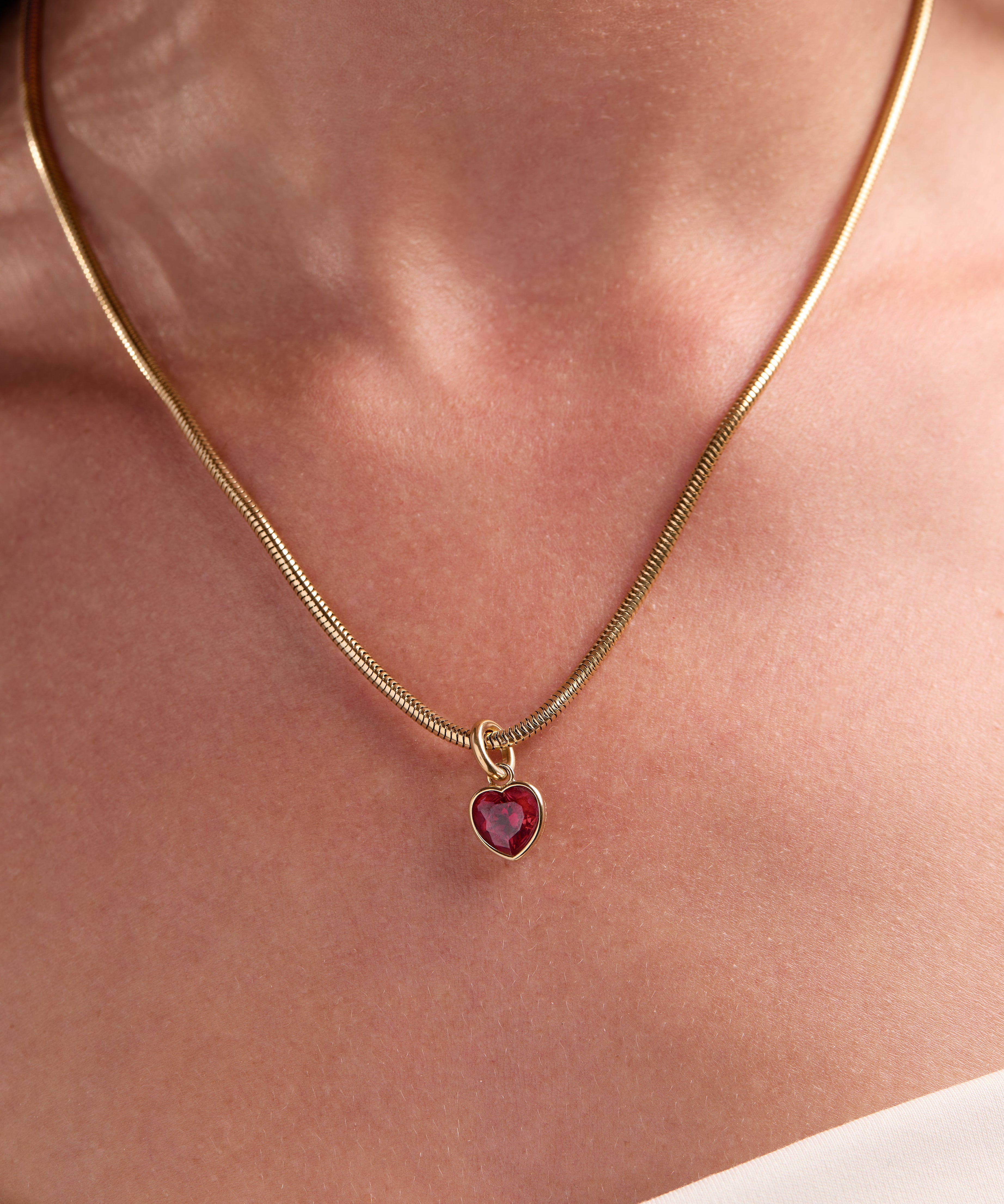 July 'Love' Heart Birthstone Charm