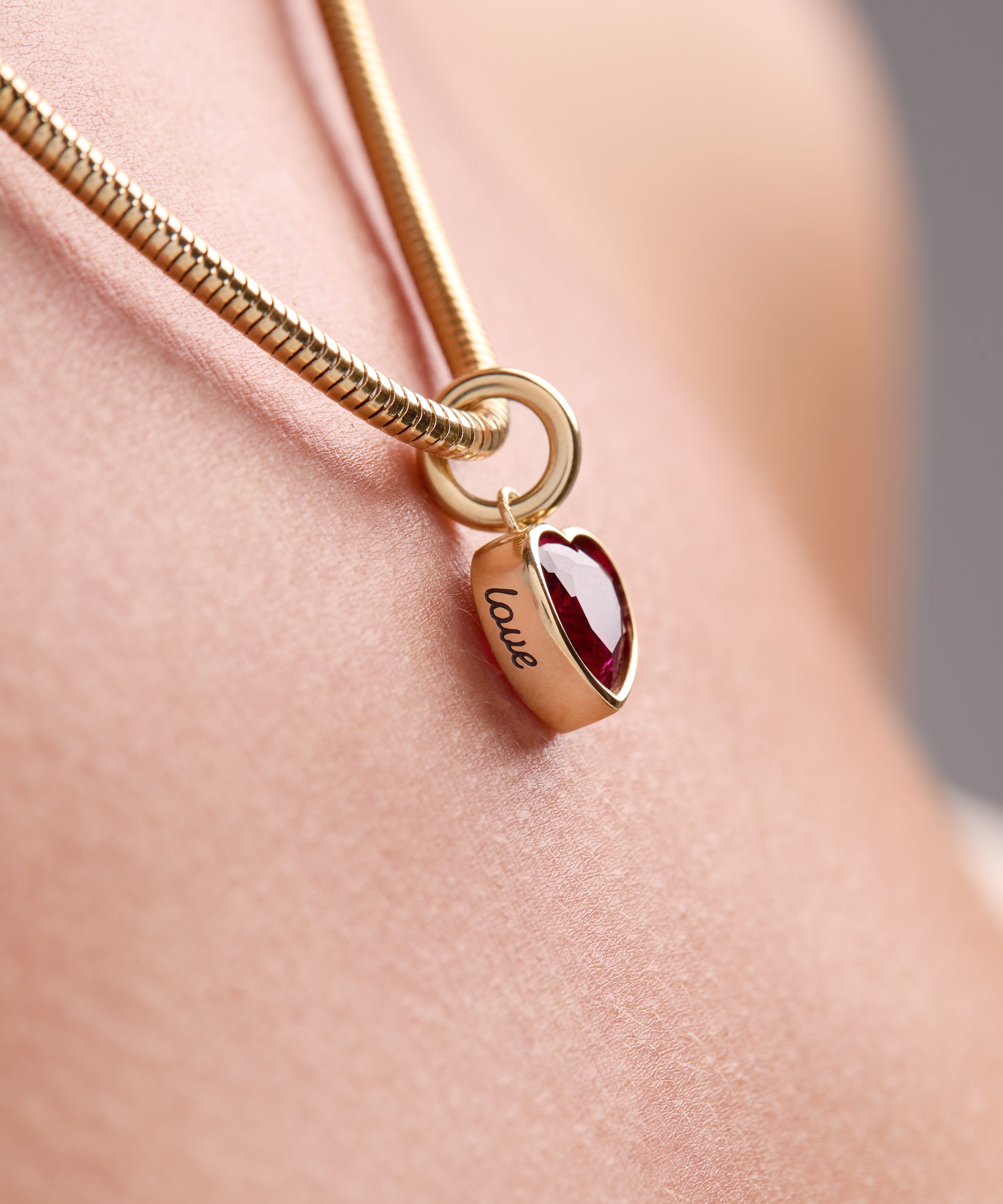 July 'Love' Heart Birthstone Charm