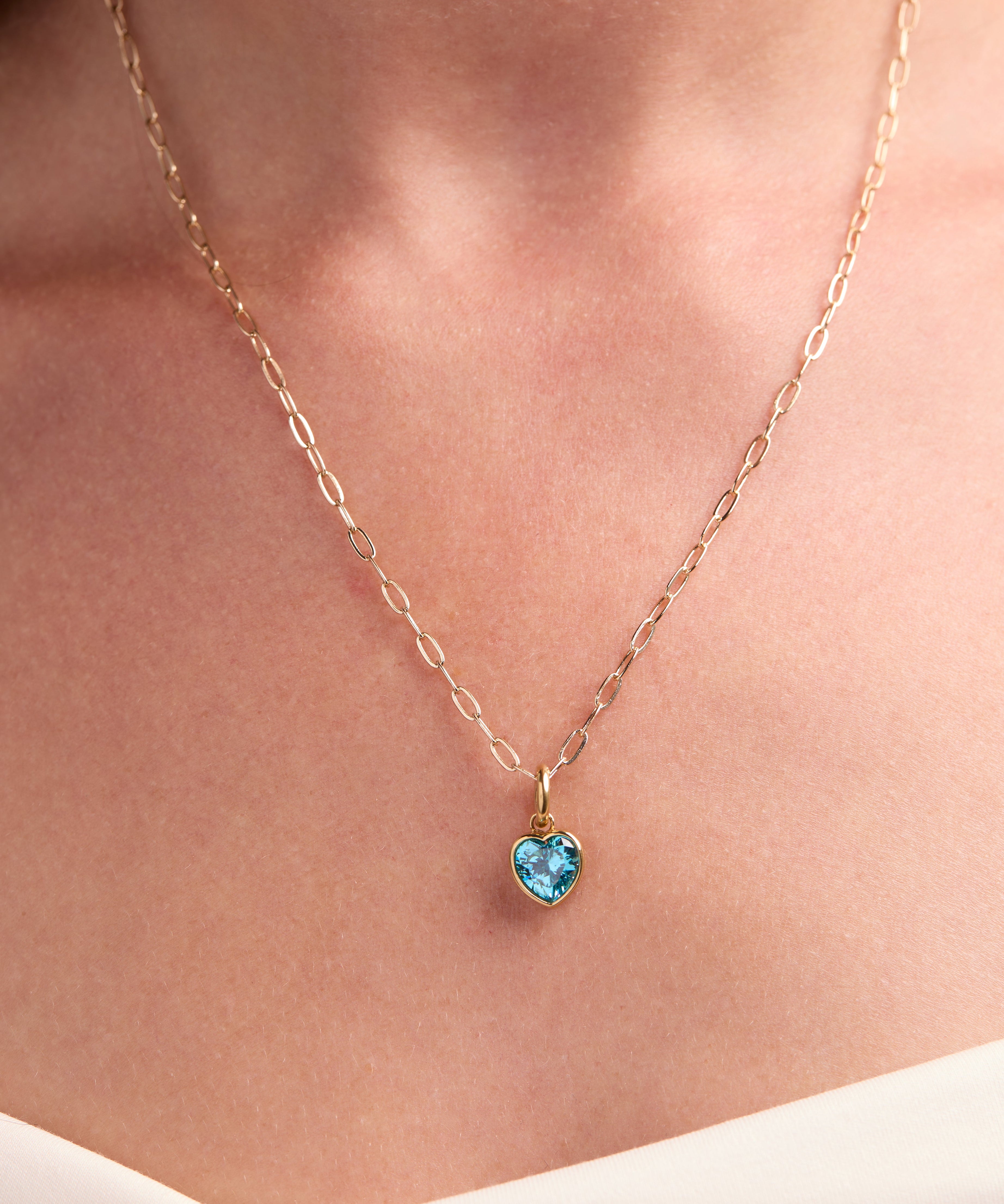 March 'Faith' Heart Birthstone Charm