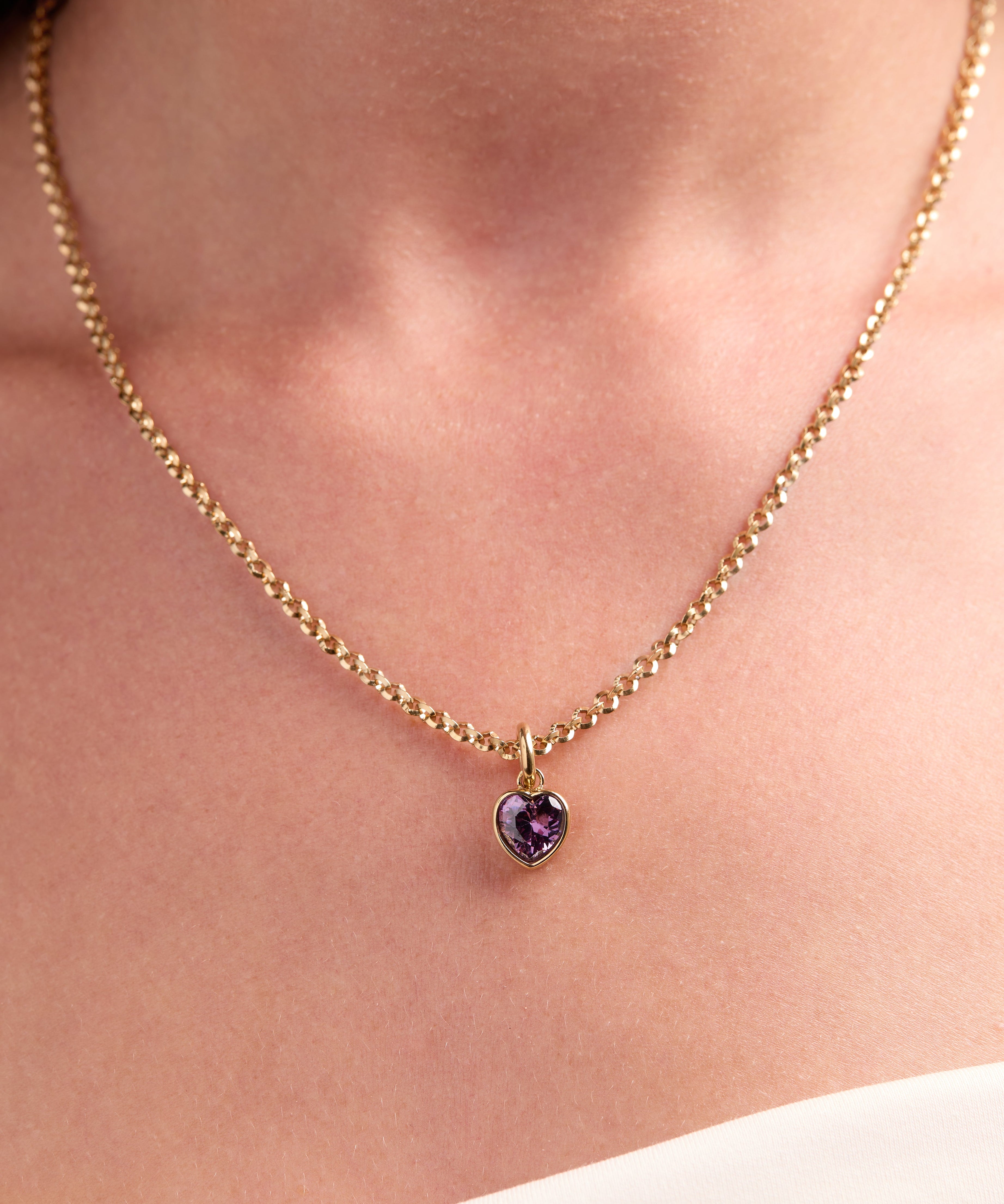 February 'Clarity' Heart Birthstone Charm